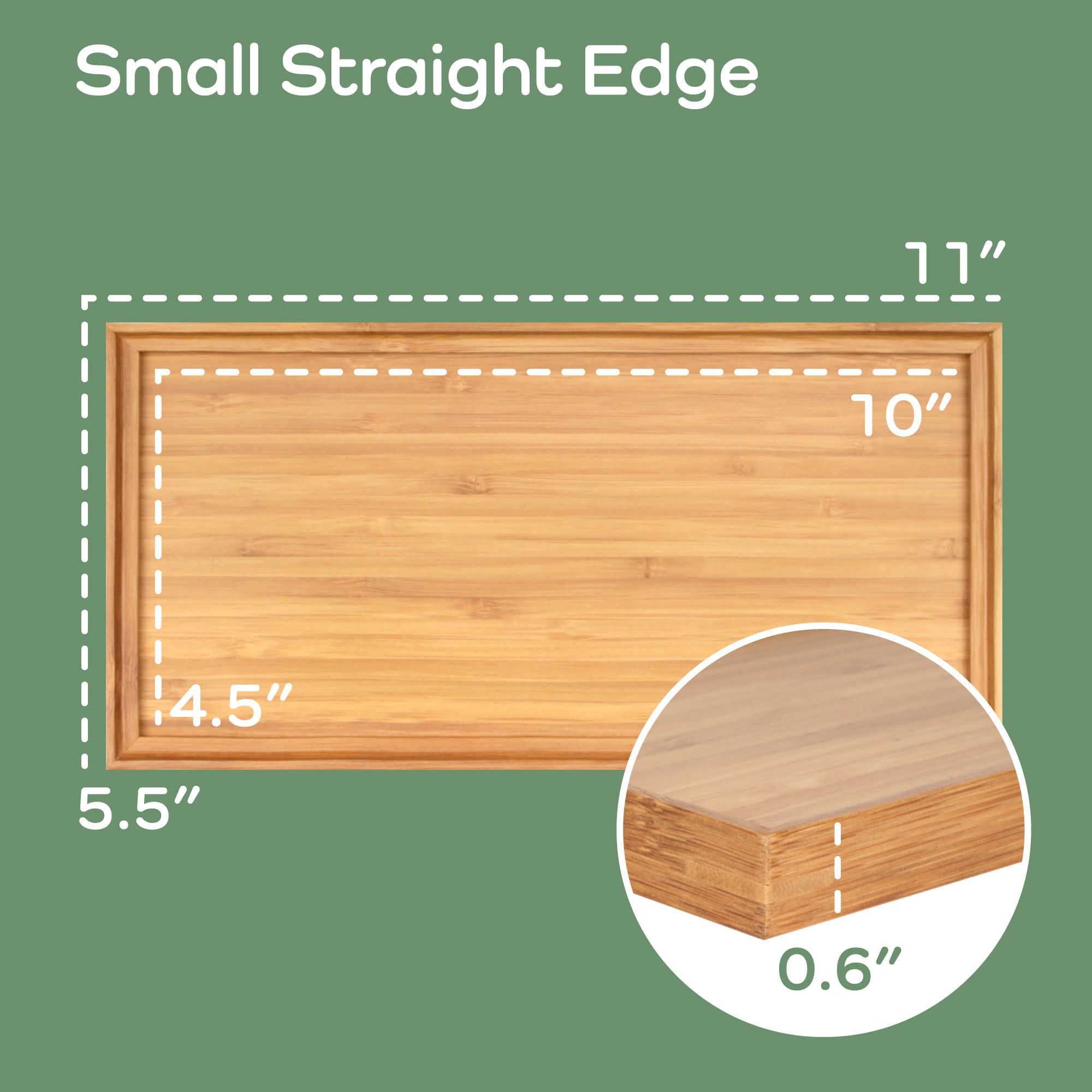 Bamboomn Organic Bamboo Serving Tray, Vanity, Tea Serving, Appetizers, Snacks, Charcuterie Board, 11''X5.5''X0.6'' - 1 Tray