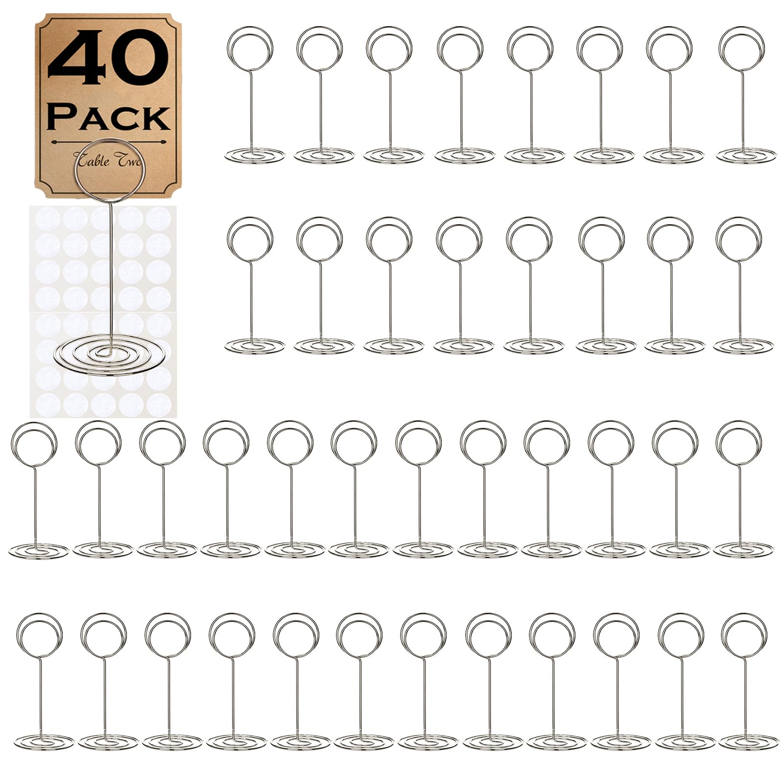 40 Pcs Table Number Holders Place Card Holder, 3.3 Inch Picture Holders For Tables Name Cards Photo Menu Memo Clips Sign, Ideal