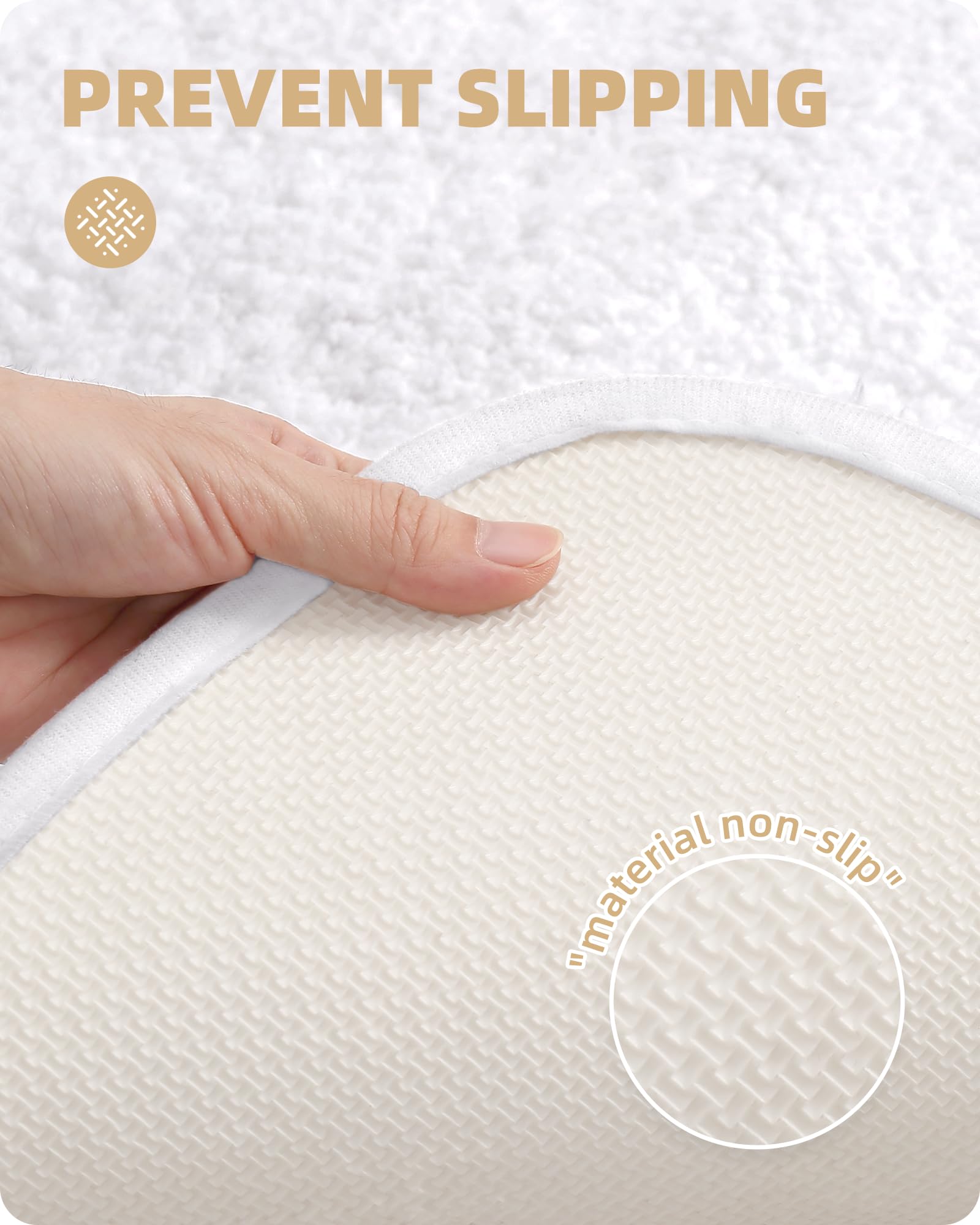 Color&Geometry White Bathroom Rugs 16''X24'', Small- Upgrade Your Bathroom With Soft High Pile White Bath Mat- Plush, Non Slip,