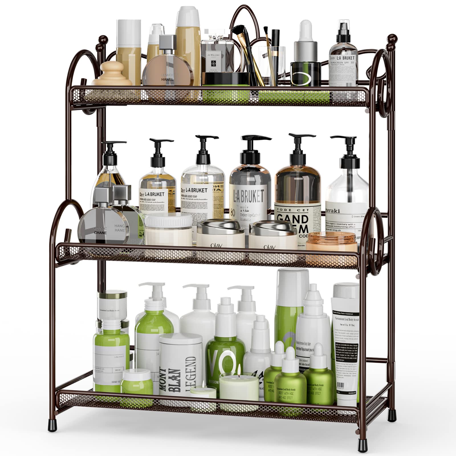 Eknitey Bathroom Organizer Shelf Countertop - Kitchen Counter Organizer 3 Tier Bathroom Counter Shelves For Makeup Vanity Organi