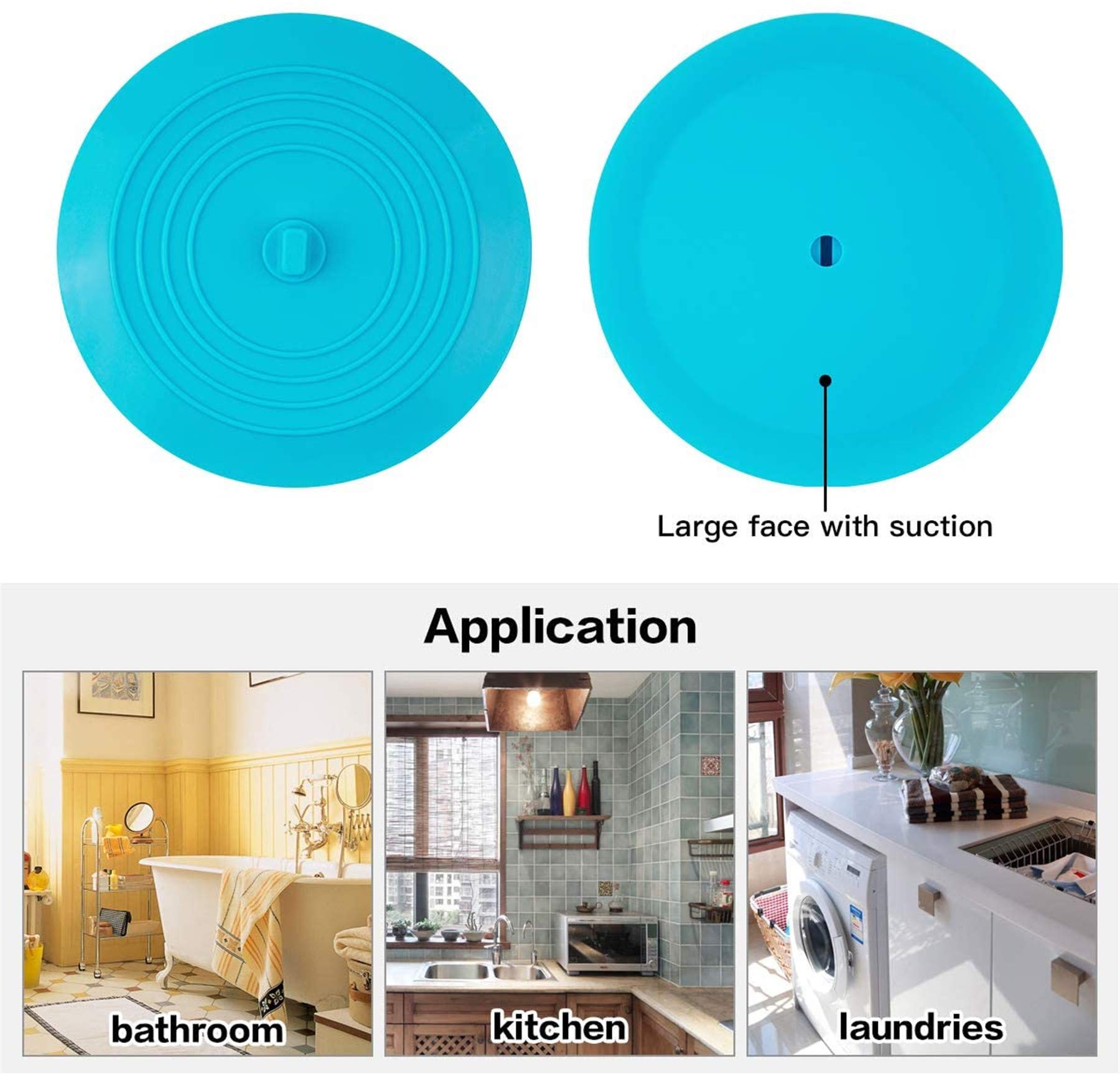 Tifanso 2 Pack Tub Stopper, 6 Inches Large Drain Stopper, Silicone Bathtub Stoppers Flat Bathtub Drain Cover Hair Stopper Suctio