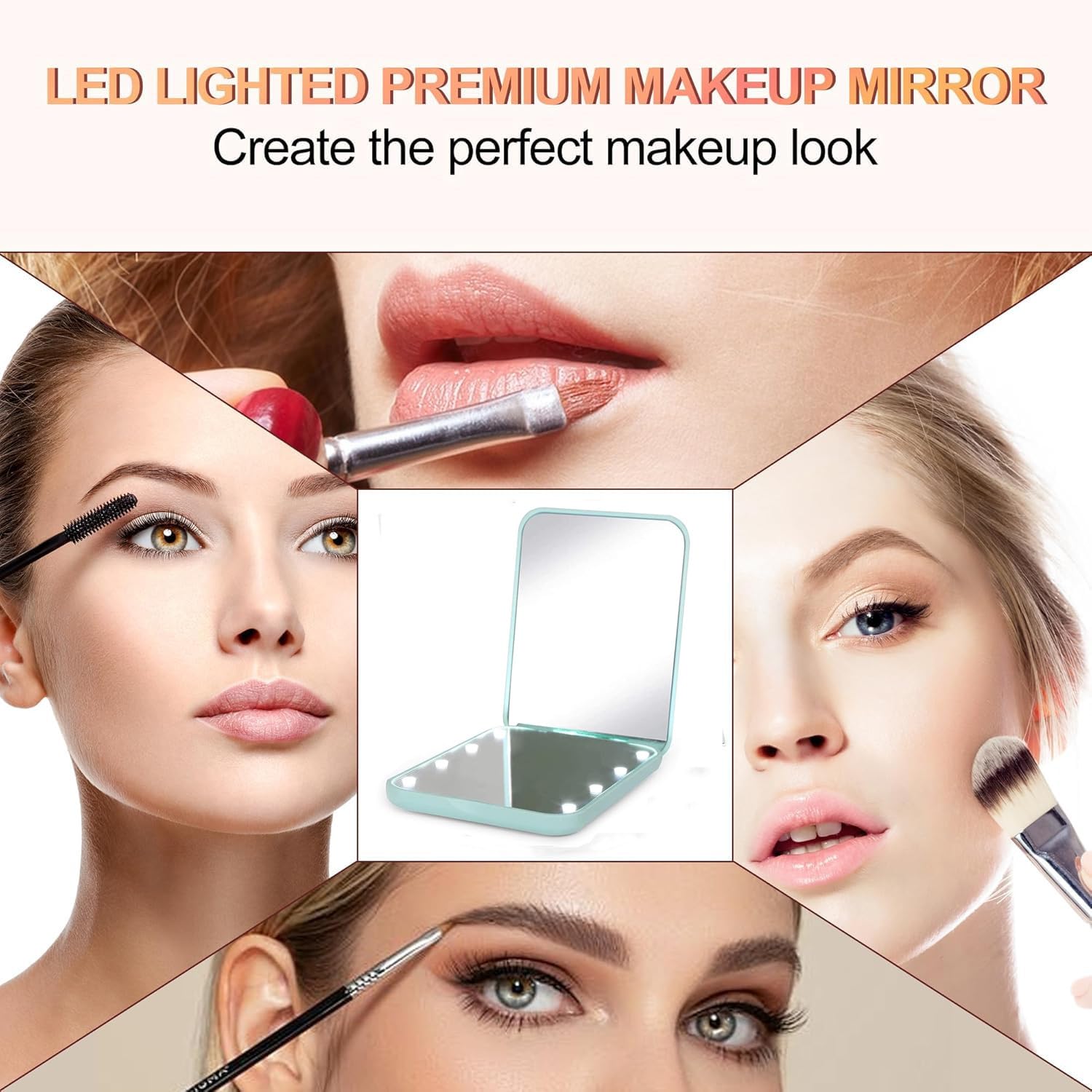 Led Compact Travel Makeup Mirror, 1X/3X Magnification, Portable For Handbag, Purse, Pocket, Folding, Handheld, 2-Sided, Small Mi