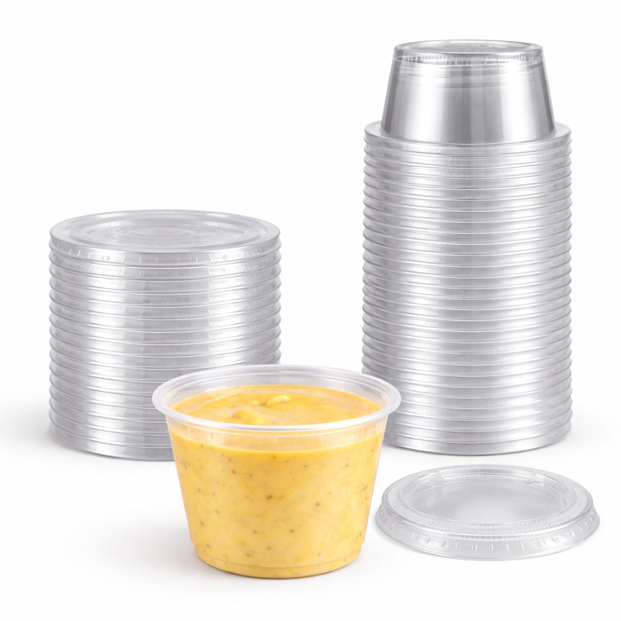 4ULIFE 3.25oz Clear Plastic Souffle Cup/Portion Cup With Lids-50 Sets