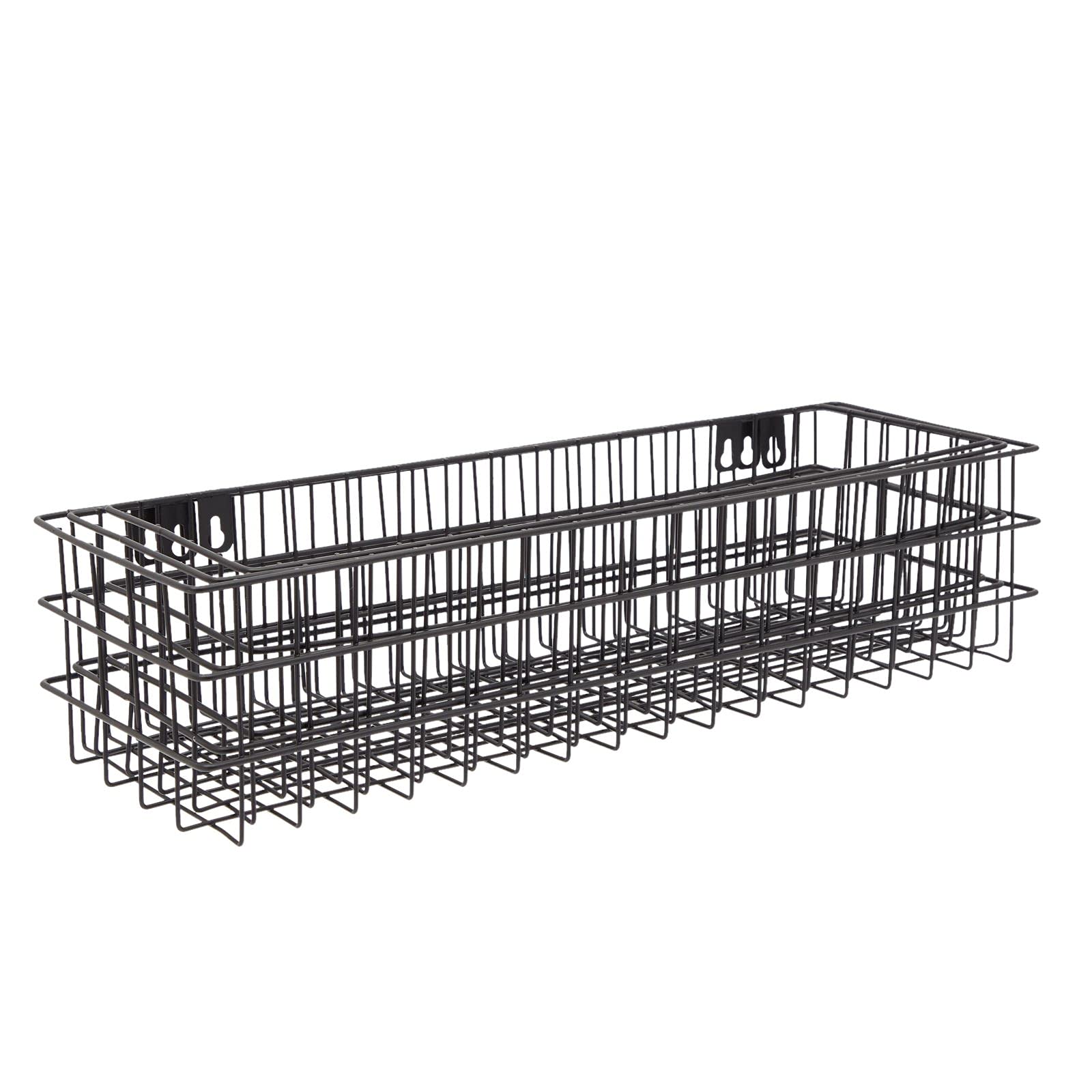 Black Wall Mounted Wire Baskets, Hanging Organizers For Kitchen Storage, Assorted Sizes (3 Pieces)