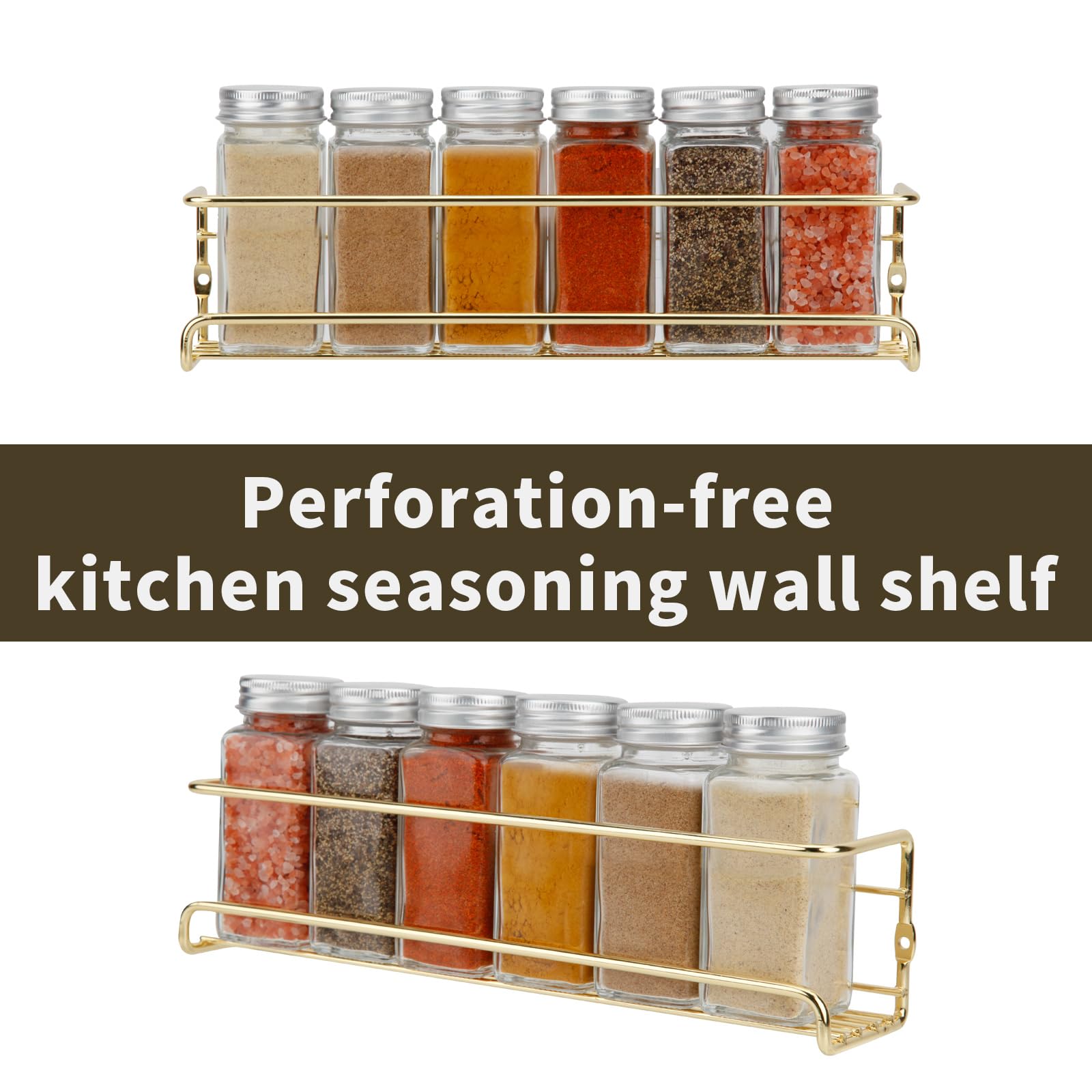 Blueden 2 Pack Self Adhesive Wall Mounted Fridge Refrigerator Spice Racks,Metal Kitchen Seasoning Jar Organizer For Space Saver,