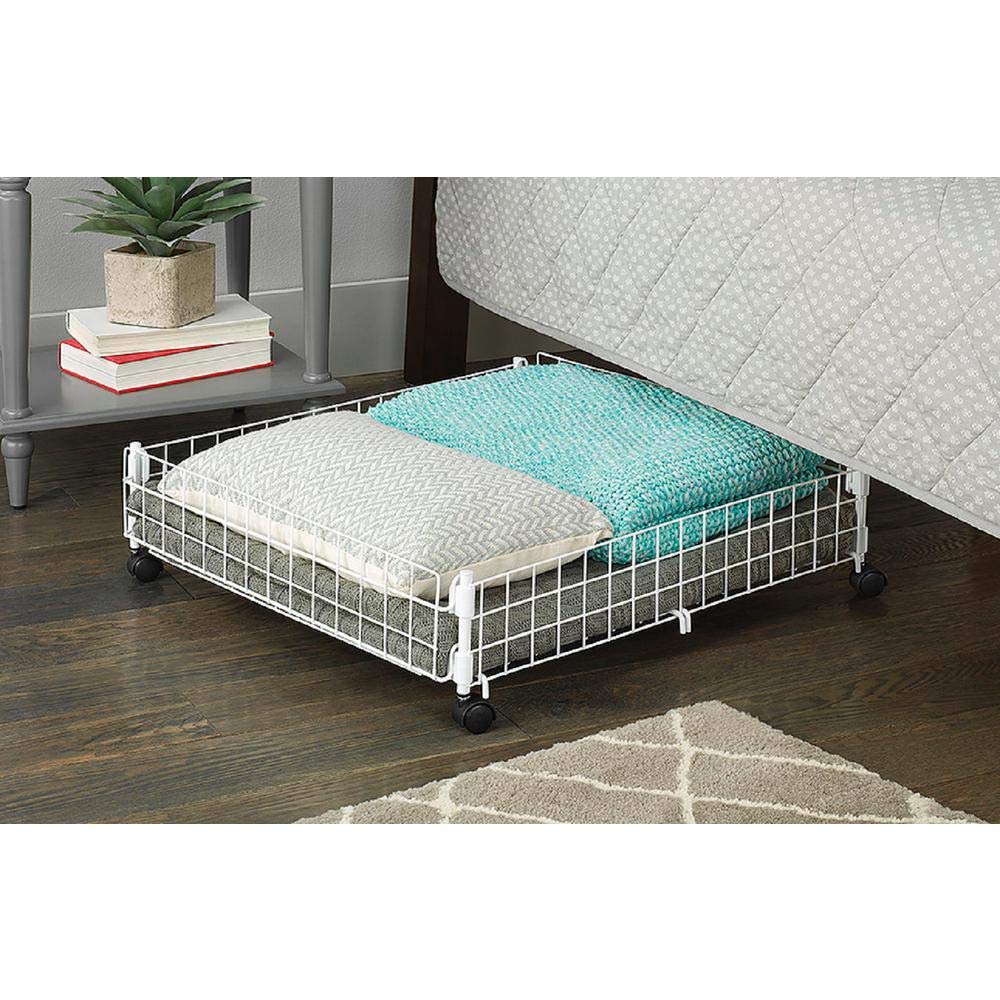 Whitmor Rolling White Wire Underbed Cart