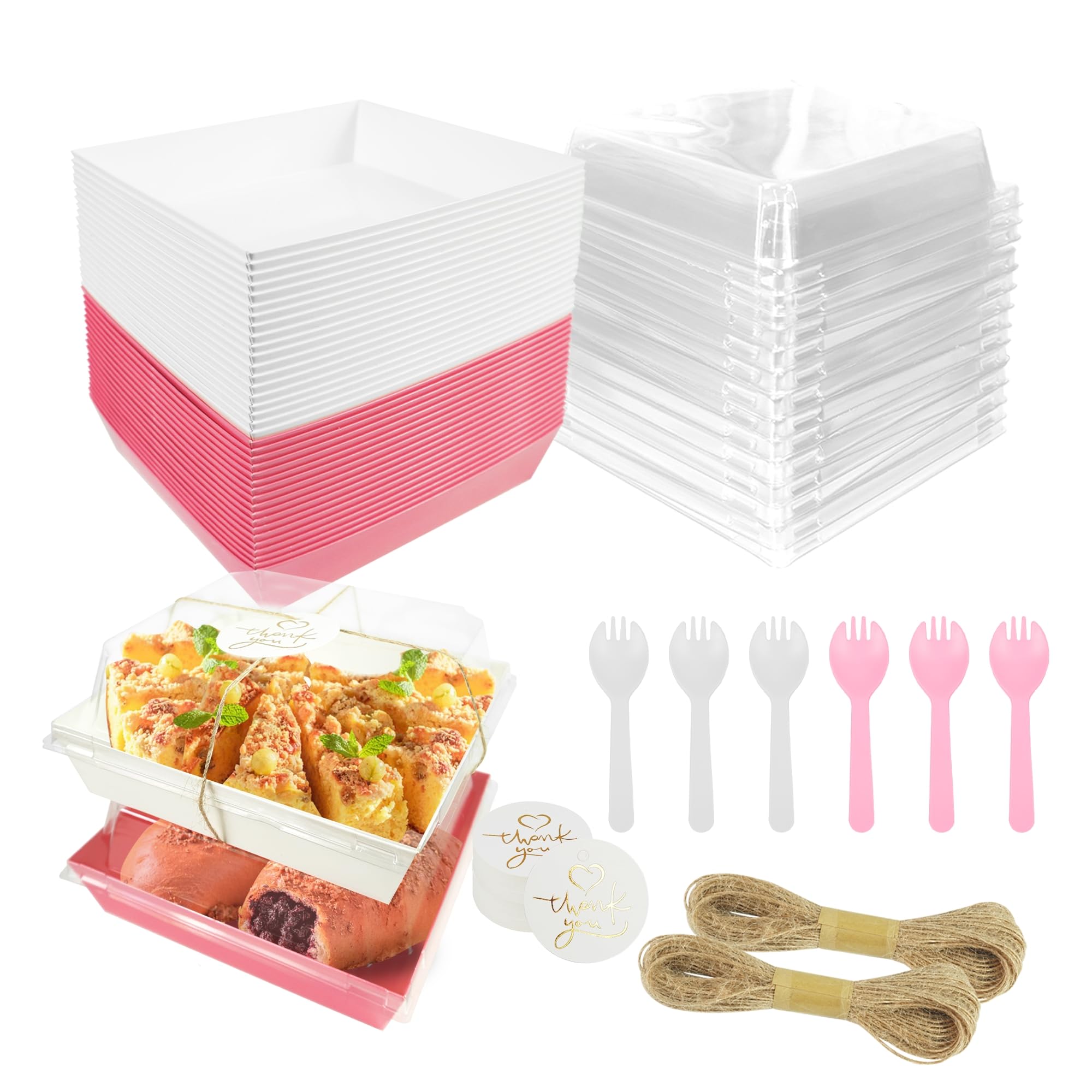 MOLDTAS 40 Pack 5.3x4.9x2.5 Inches Charcuterie Boxes with Clear Lids Small Bakery Boxes Disposable Treat Boxes to Go Small Food 
