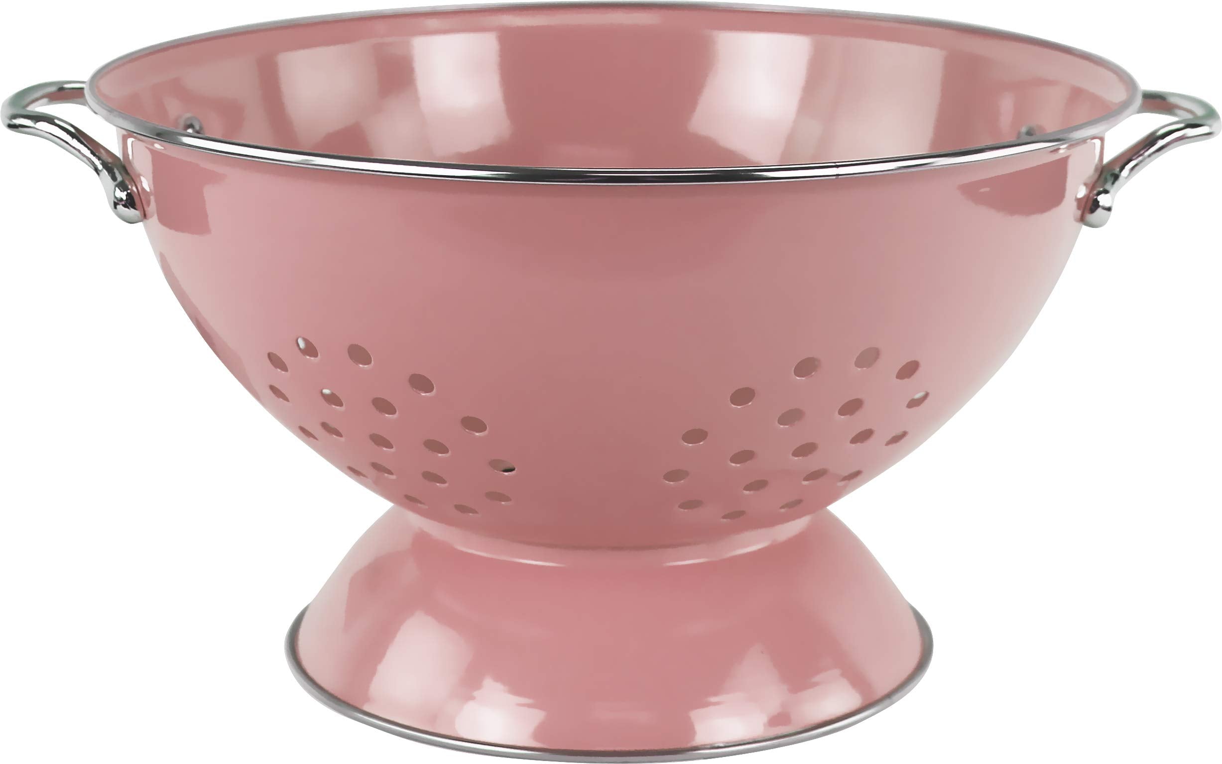 Reston Lloyd Enamel Steel Colander & Vegetable Strainer, 5 Quart/ 160Oz/ 4.7 L, Pink