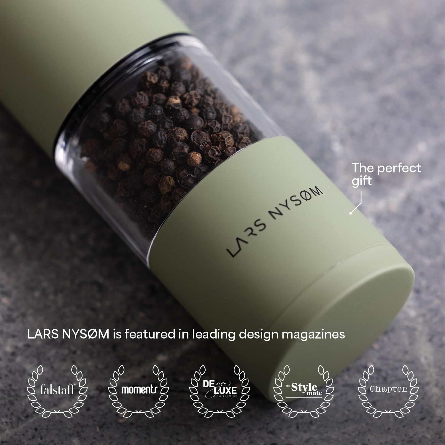 Lars Nysam Salt And Pepper Grinder Set I Salt And Pepper Mills With Adjustable Ceramic Grinder 2 Pieces I Manual Design Spice Gr