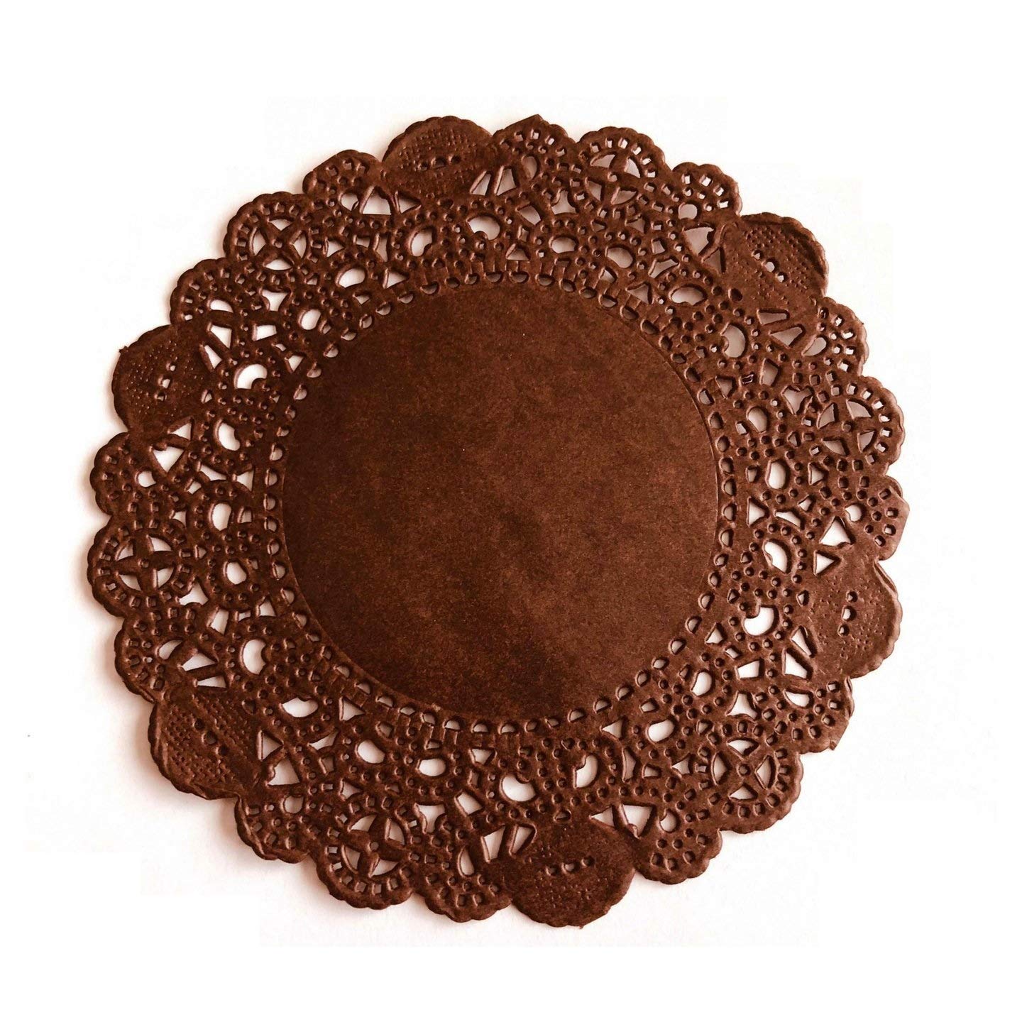 50Pcs Brown Glassine Paper Doilies, Round (8 Inch)