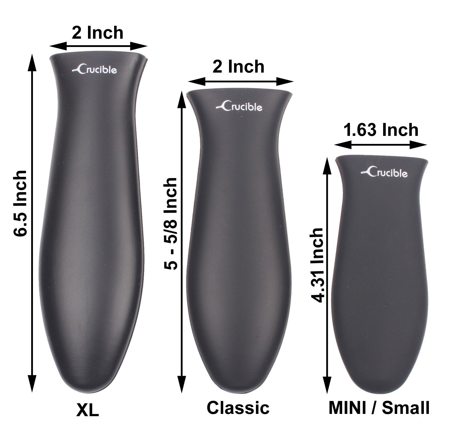 Crucible Cookware Silicone Hot Handle Holders (Large  Black)