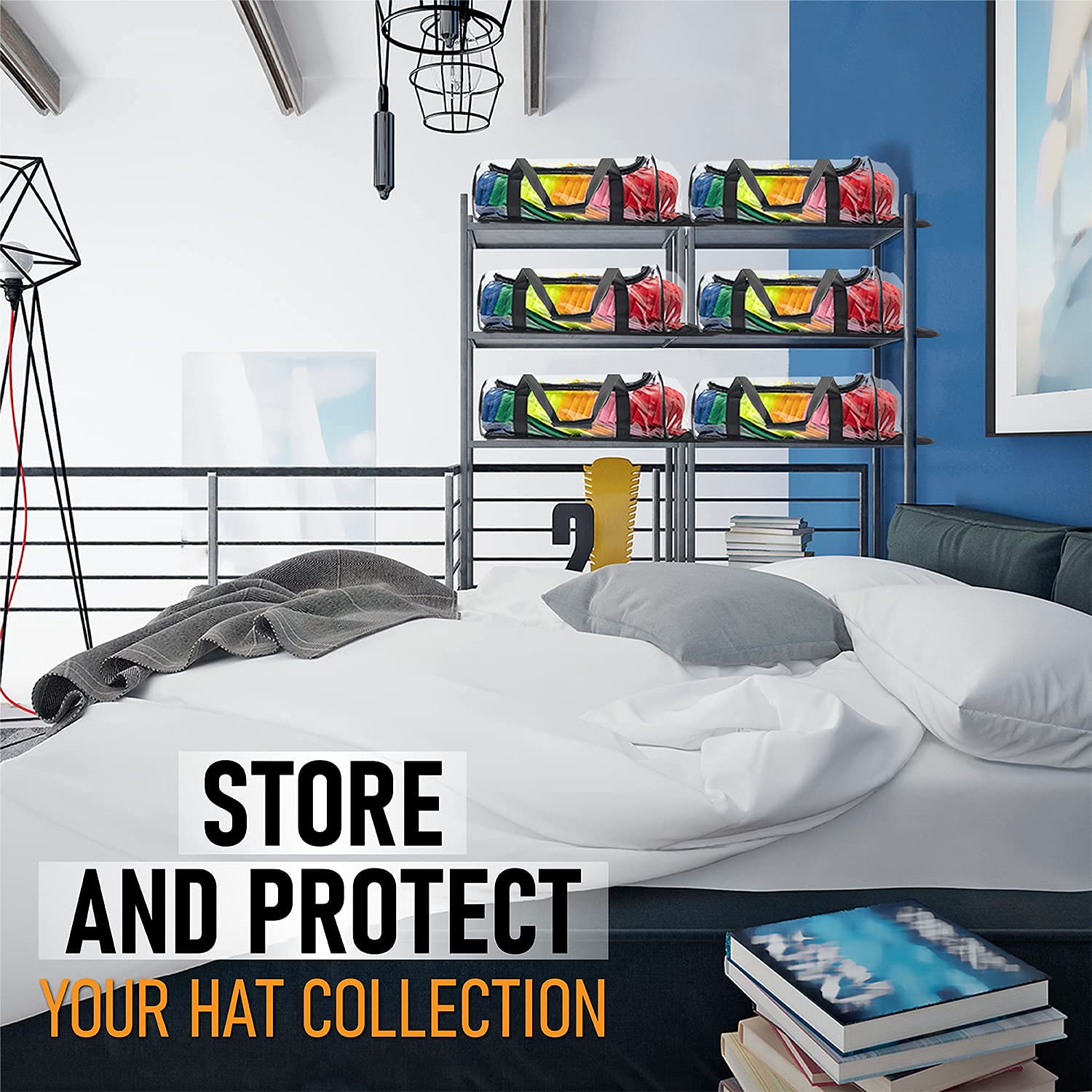 Boxy Concepts Hat Storage Bag - Holds 24 Baseball Caps. Transparent Dome Shaped Carrier Case With Hand And Shoulder Strap. Zippe