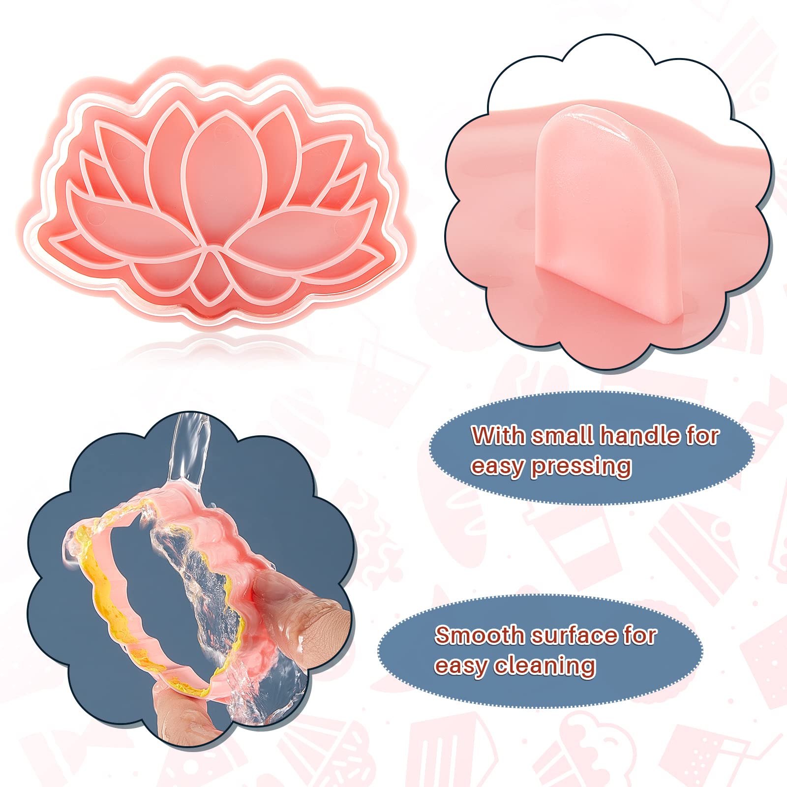 8 Pieces Flower Cookie Cutter Flower Shaped Cookie Mold Plastic Pink Cookie Cutters For Home Kitchen, 8 Styles