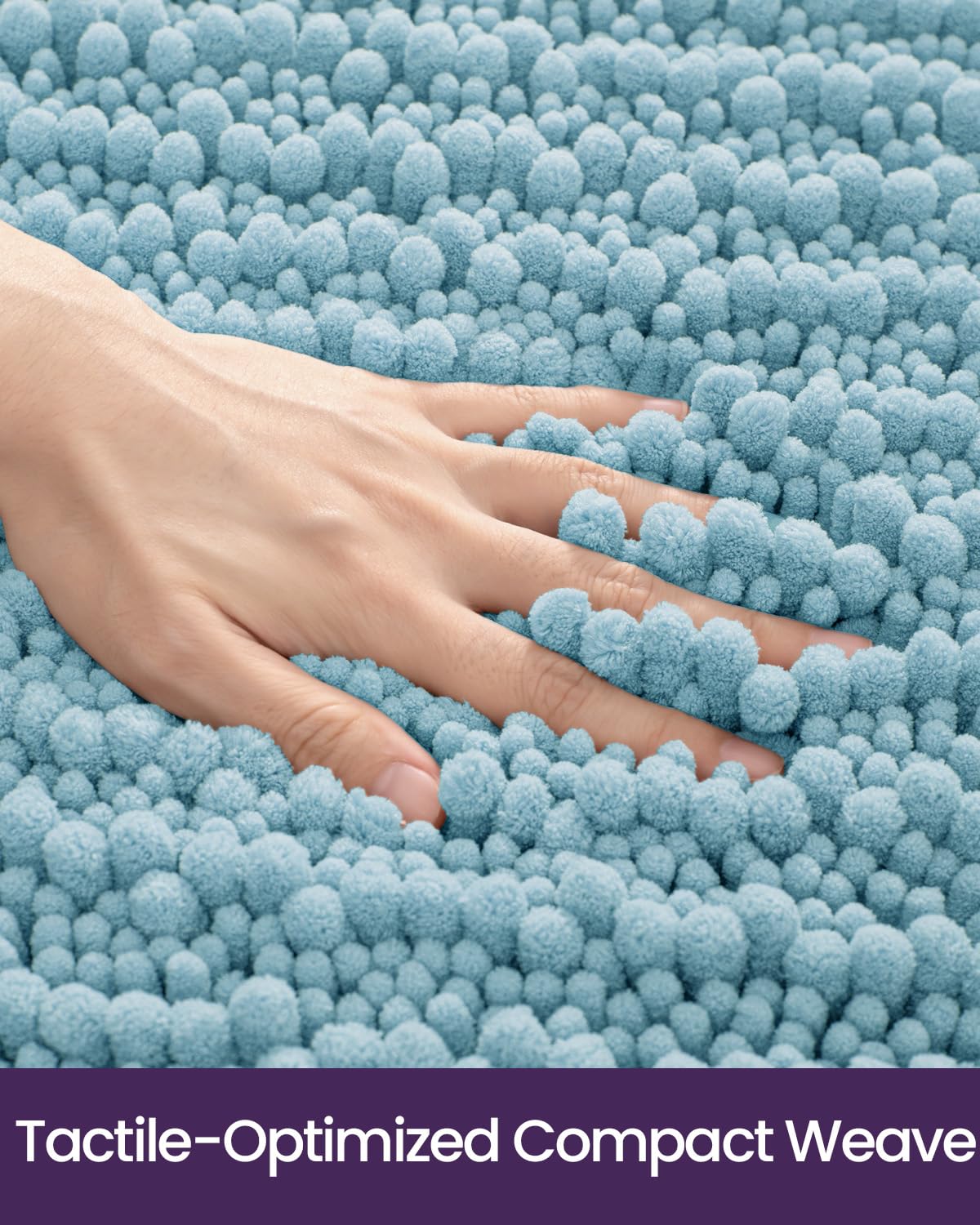 DEXI Bath Mat Bathroom Rug Large Non Slip Absorbent and Soft Floor Mats Washable Chenille Rugs for Bathtub Toilet Shower Room Entryway 24''x43''Light Blue