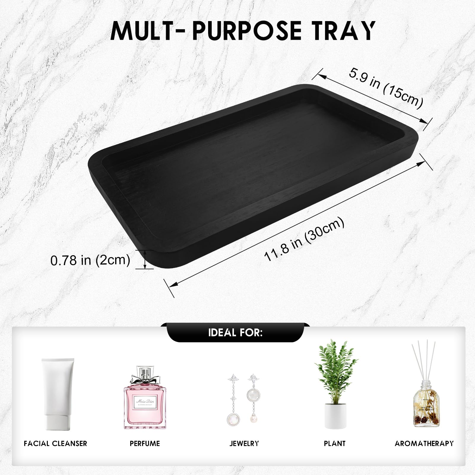 Bayting Bamboo Vanity Tray, Bathroom Tray For Counter, Bamboo Tray For Bathroom, Toilet Tank Tray, Perfume Tray 11.8L X 5.9W X 0