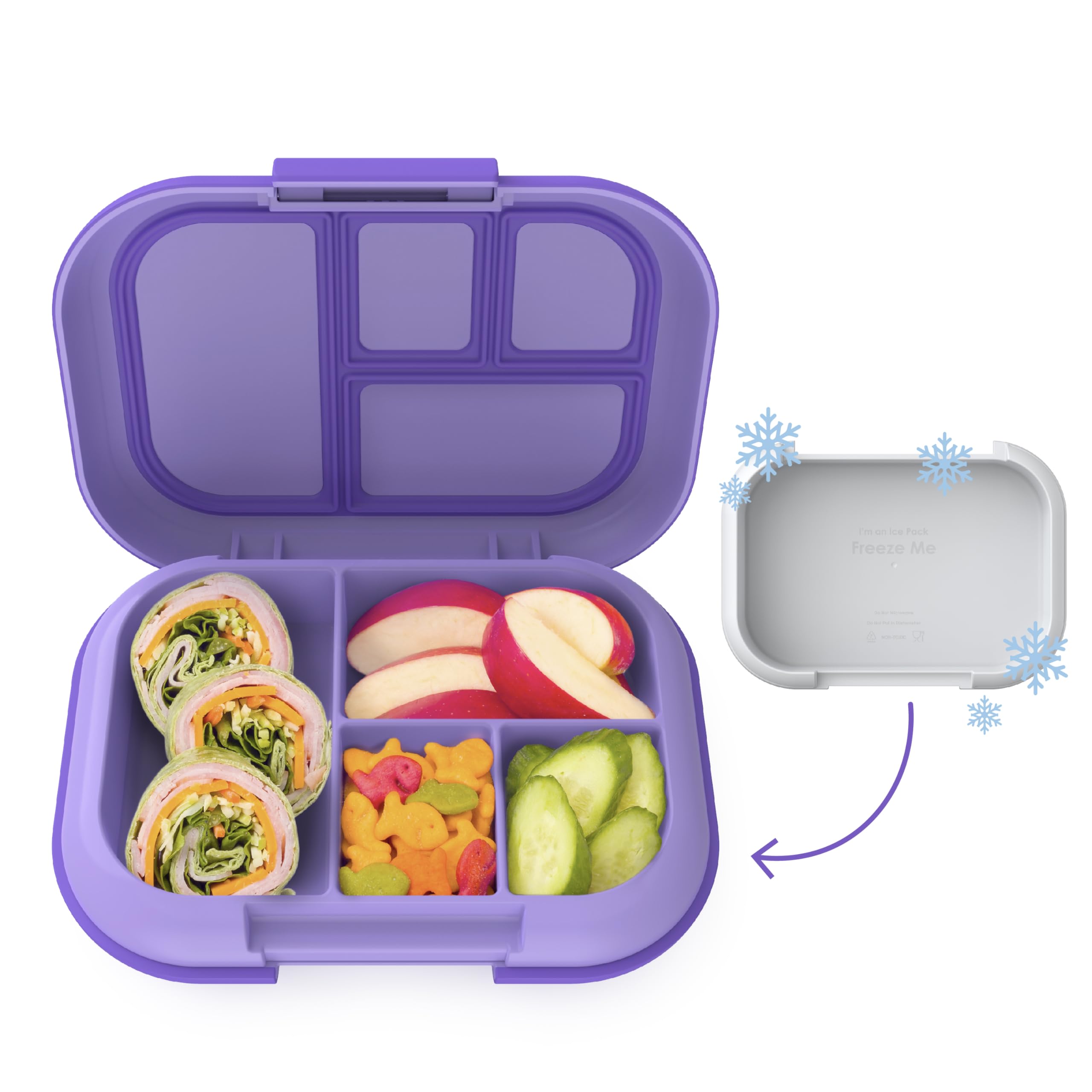 Bentgo Kids Chill LeakProof Lunch Box  Included Reusable Ice Pack Keeps Food Cold; 4Compartment Bento Lunch Container; Microw