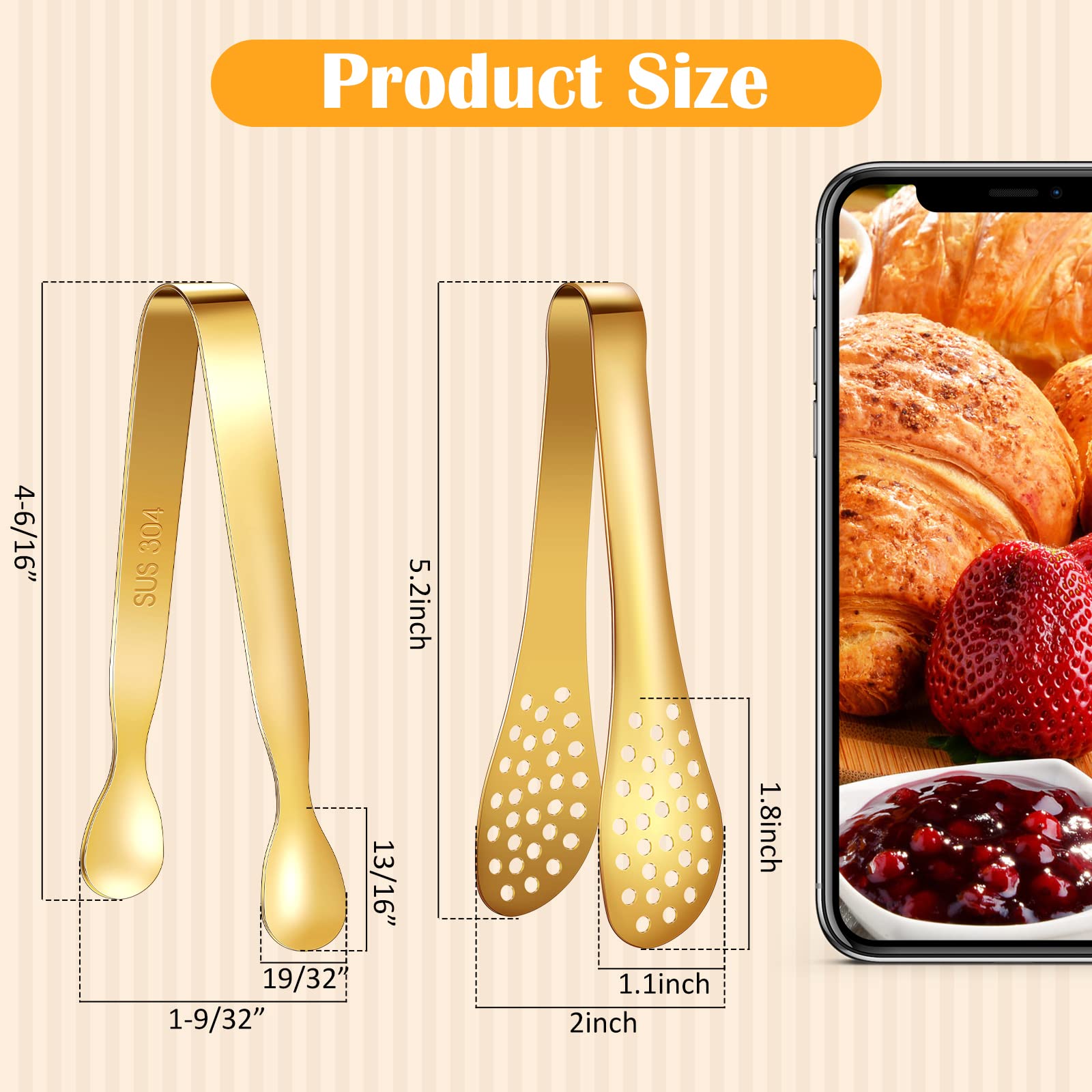 Vesici 12 Pieces Mini Serving Tongs 5 Inch Small Tongs Serving Utensils, Ice Pincers Mini Sugar Pincers, Small Pliers For Appeti