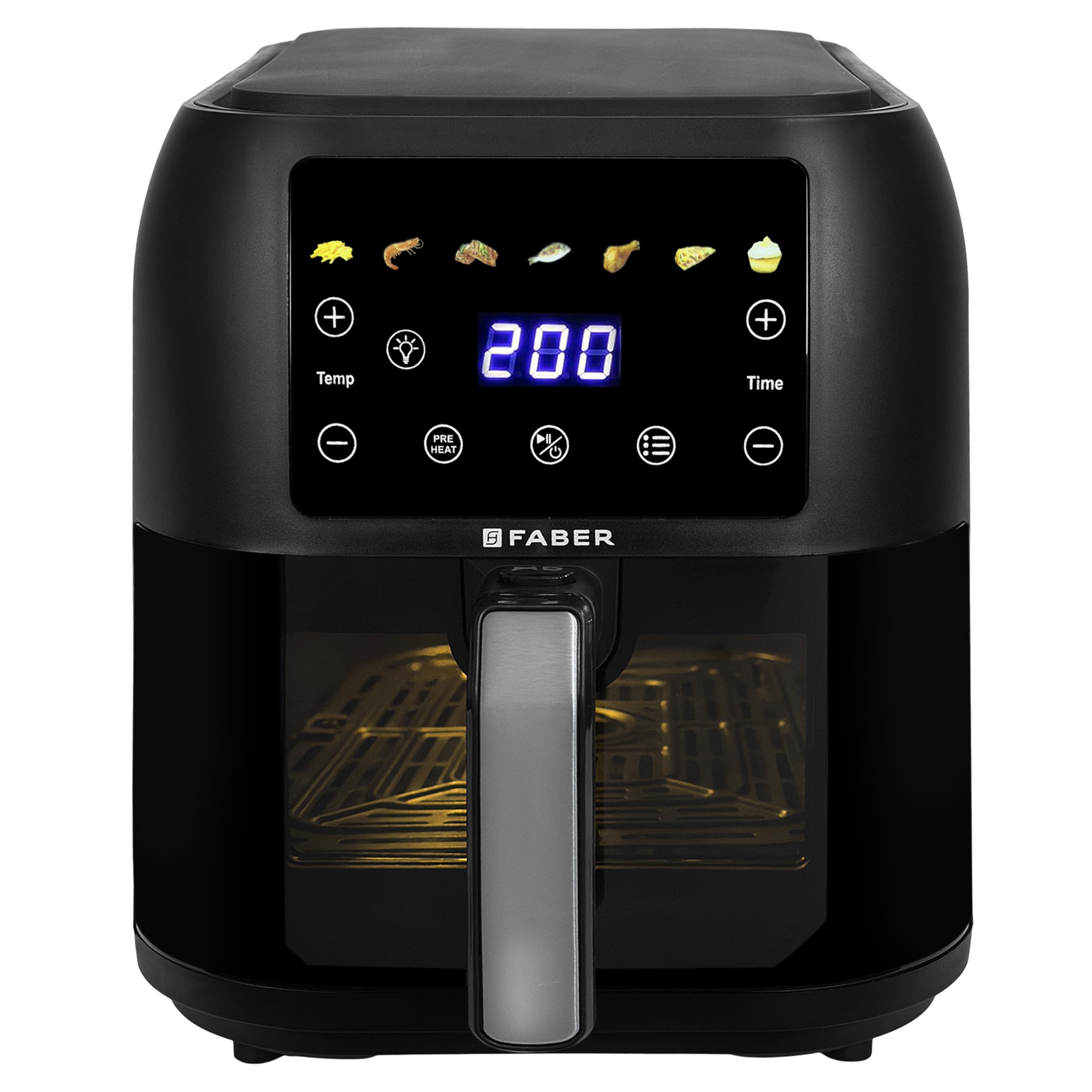 Faber 8 L 1700W Digital Air Fryer | Fry, Bake, Roast | 85% Less Oil, 200C Swirl Heating Technology | 7-Preset Menu, Touch Contro
