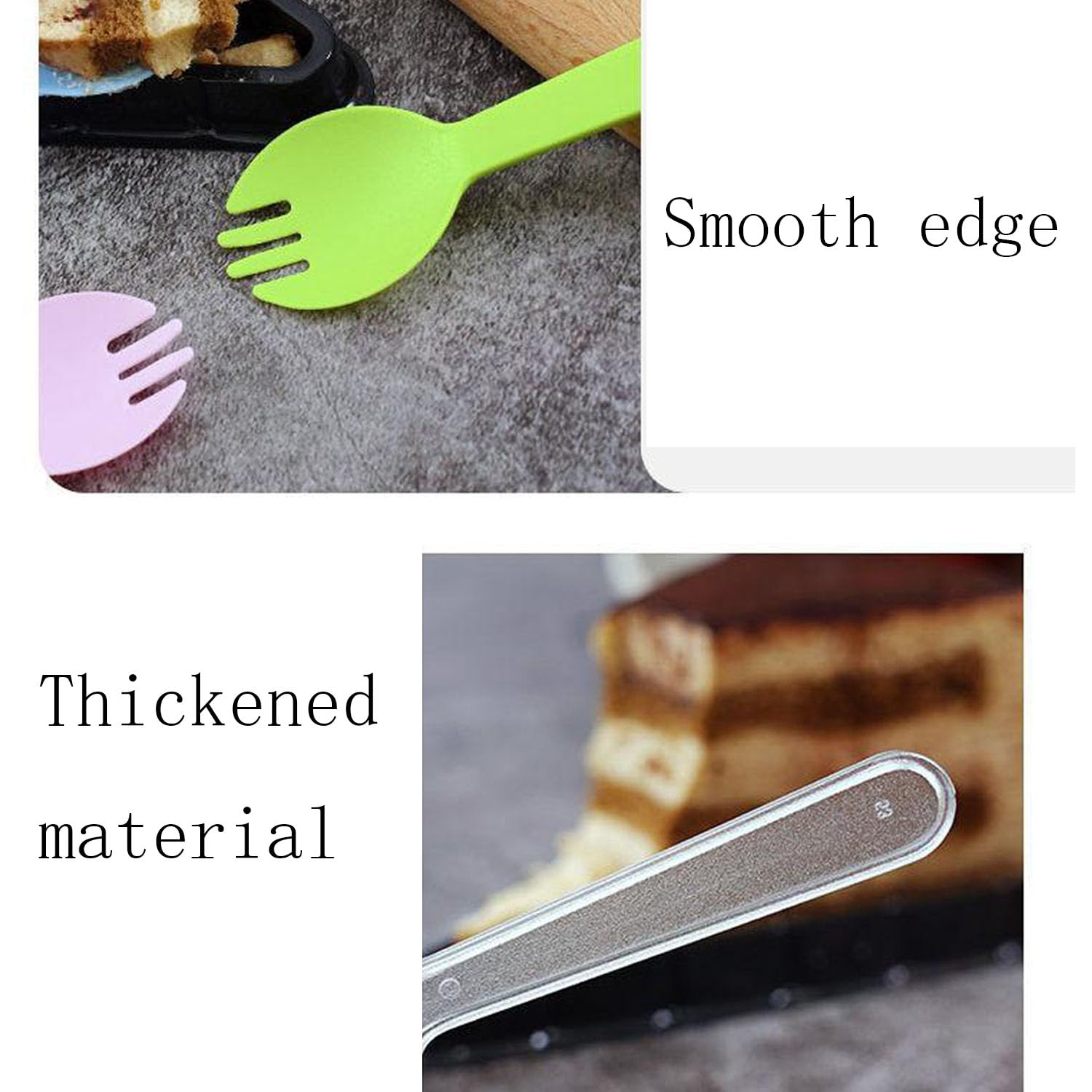 100 Pcs Disposable Plastic Forks Individually Wrapped 2 In 1 Spork Spoons Cake Dessert Ice Cream Salad Fruit Serving Tasting Sco