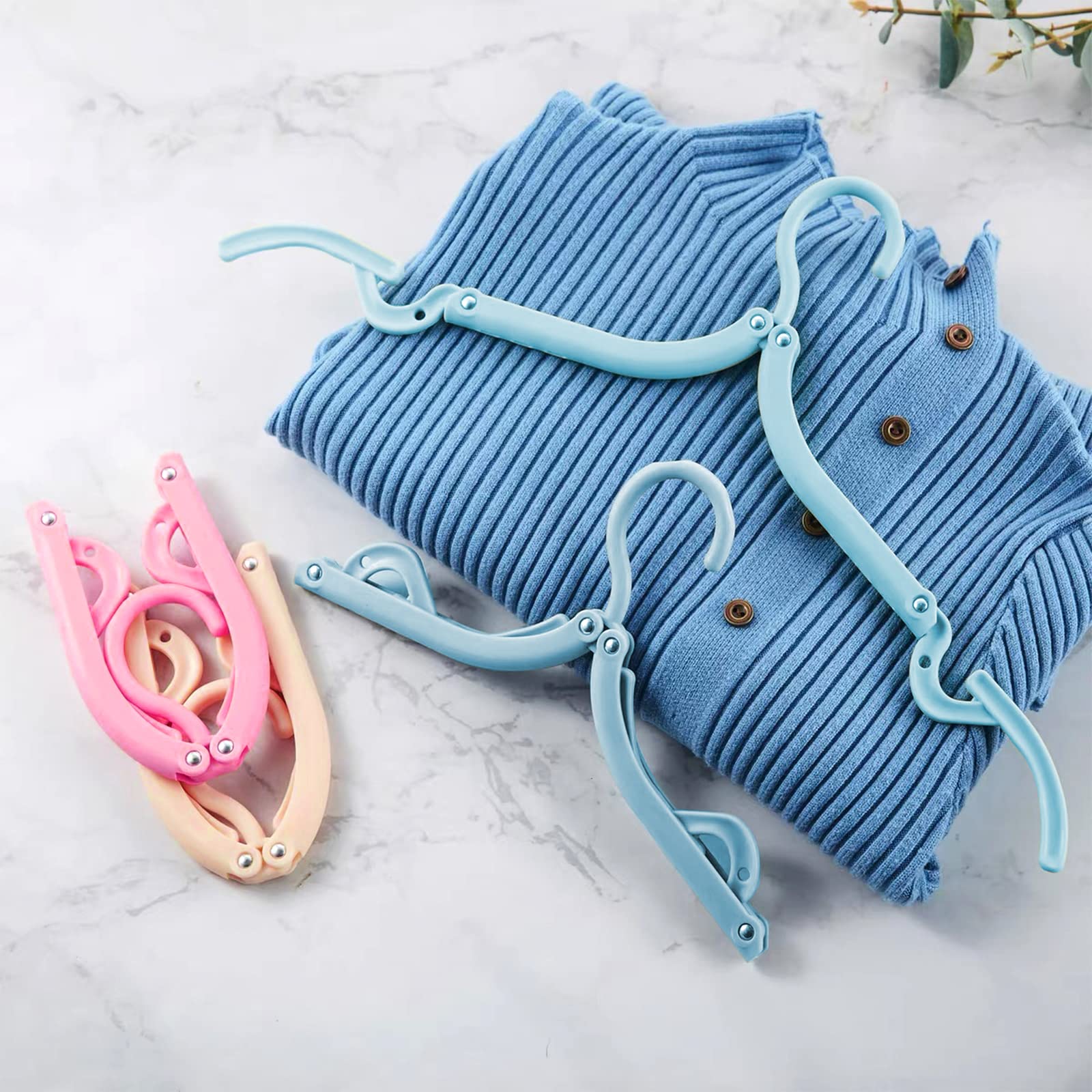 12 Pcs Travel Hangers,Portable Folding Clothes Hangers ,Clothes Drying Rack For Home And Travel (3 Color)