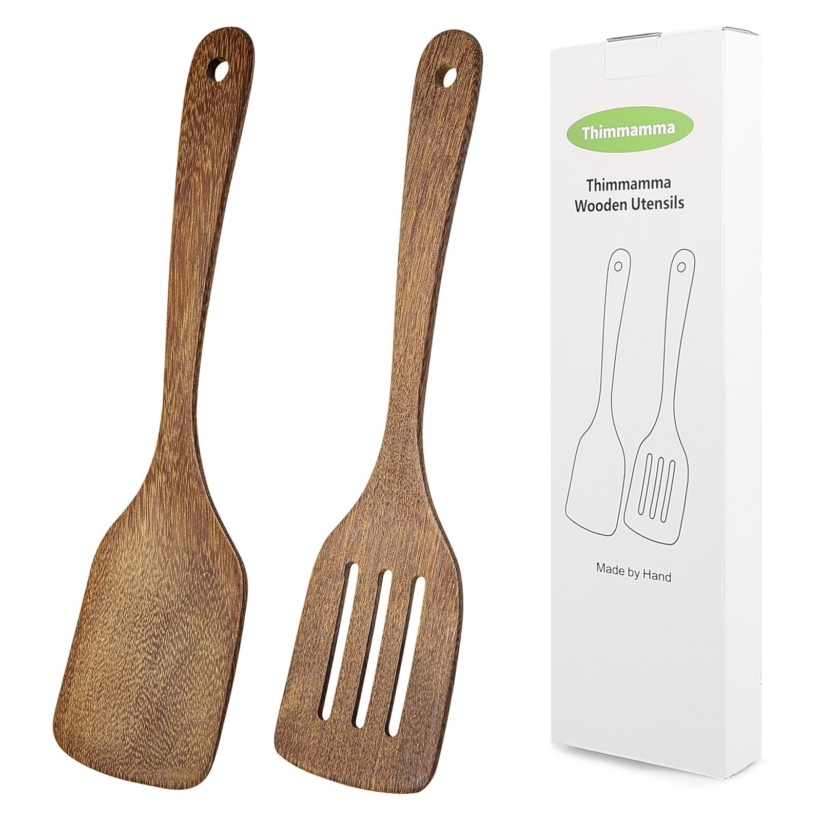 Wooden Spatula for Cooking 12 Inches Wood Spatula Slotted Turner Cooking Utensils for Nonstick Cookware  Kitchen Spatula for Fish  Eggs  Pancakes  2 Pack