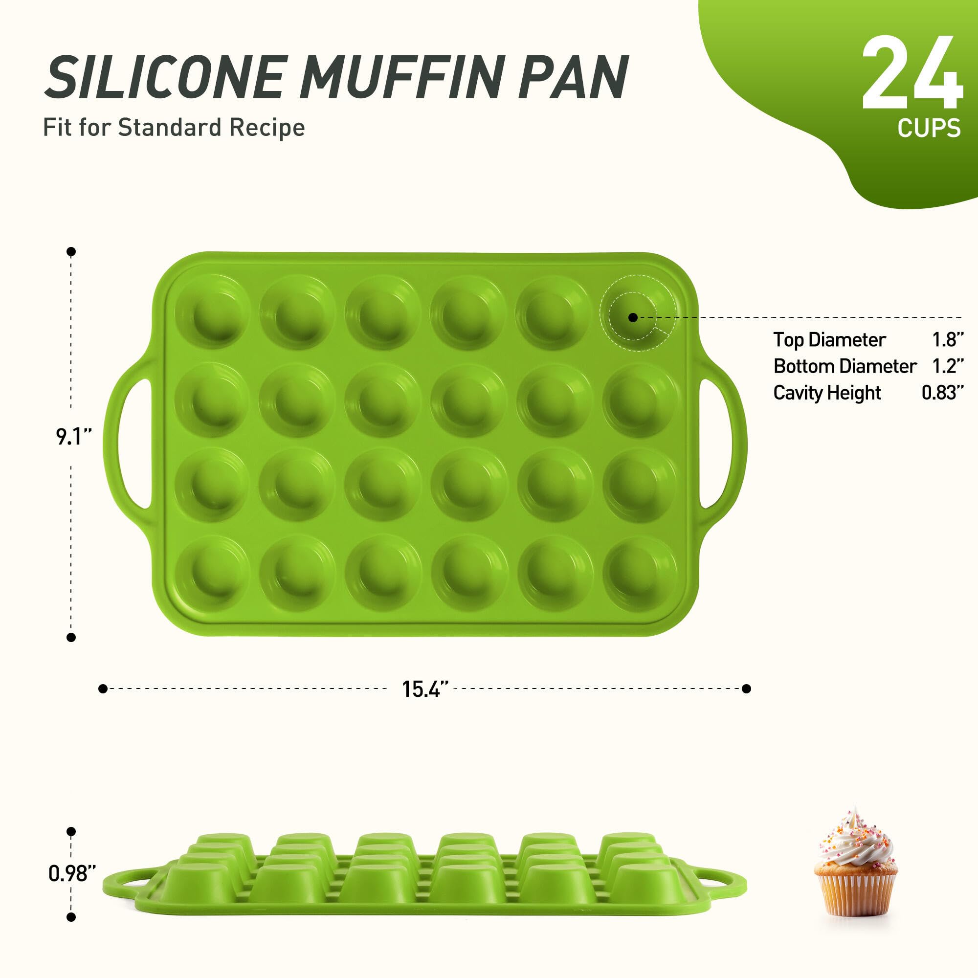 24 Cups Silicone Muffin Pan with Metal Reinforced Frame Cupcake Tray Egg Mold Great Grandma Christmas Xmas Birthday Mother Gifts