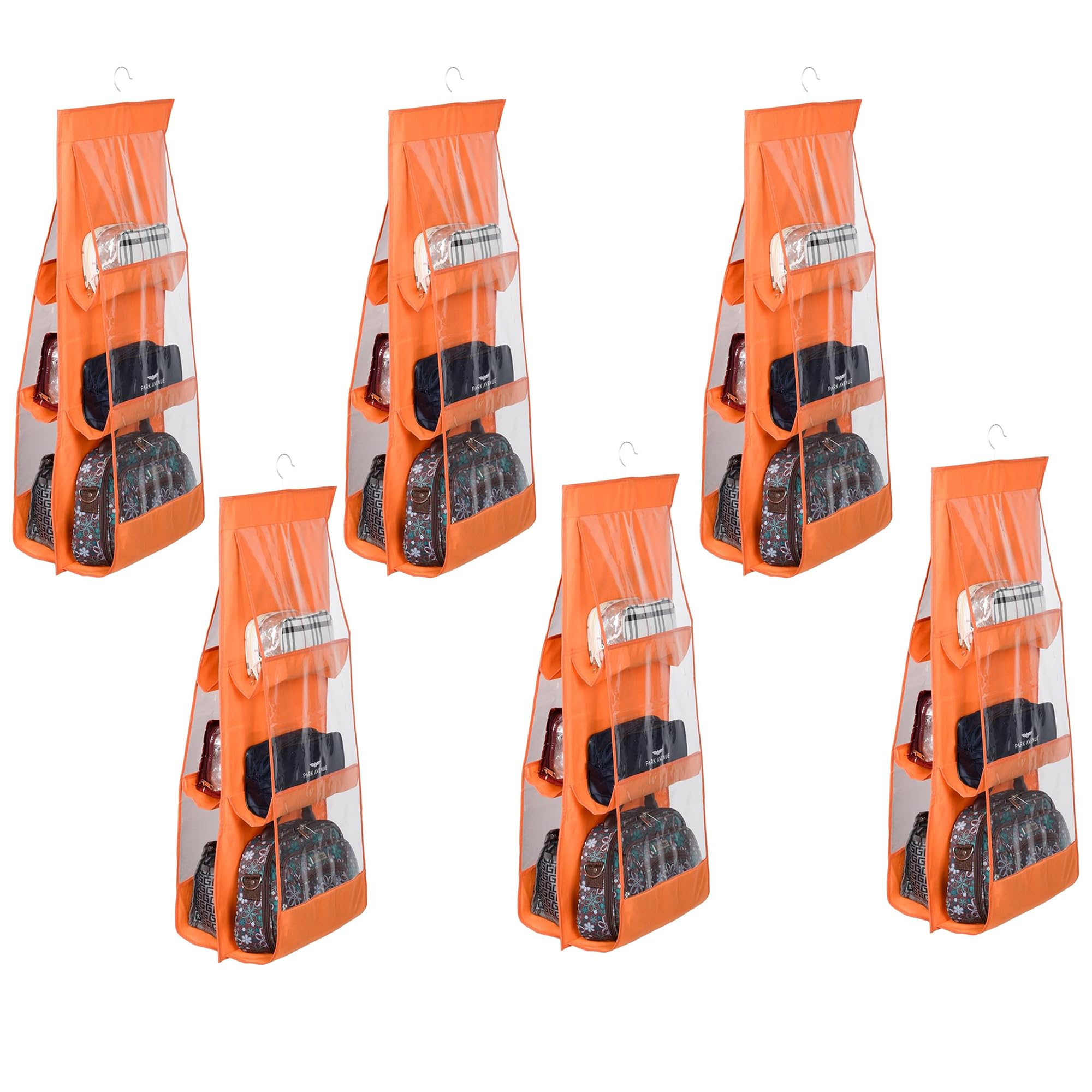 Kuber Industries Pack Of 6 Hanging Organizer | Handbag Organizer | Hanging Purse For Wardrobe | Transparent Clutch Organizer | H