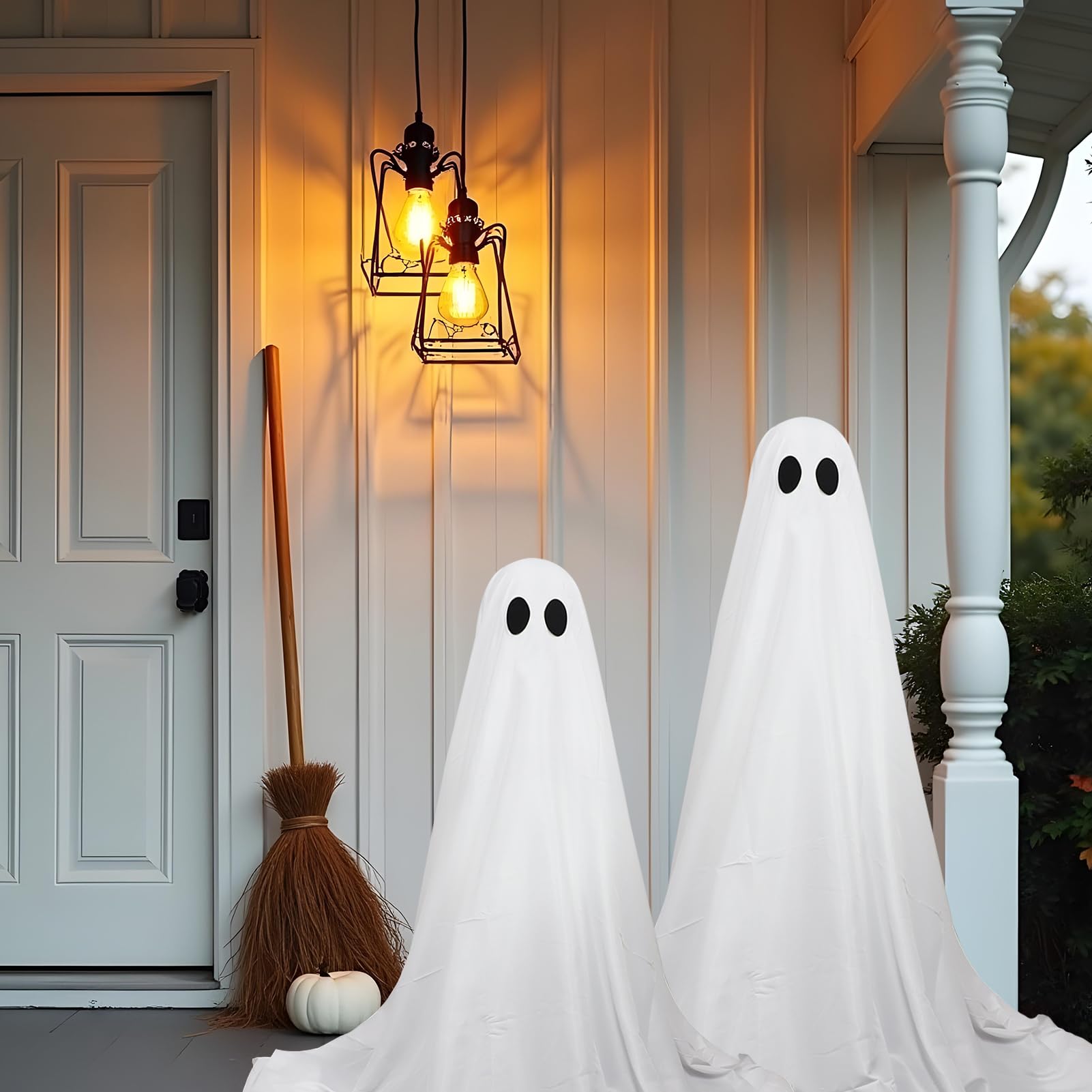 DAZONGE 2 Packs Halloween Decorations Outdoor, Spooky Halloween Ghost Decor with Remote String Lights Battery Operated, Easy to