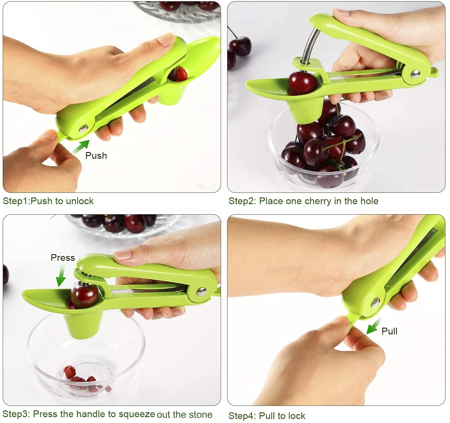 Cherry Pitter, Easy Kitchen Tool Cherry Pitter And Olive Pitter-Green
