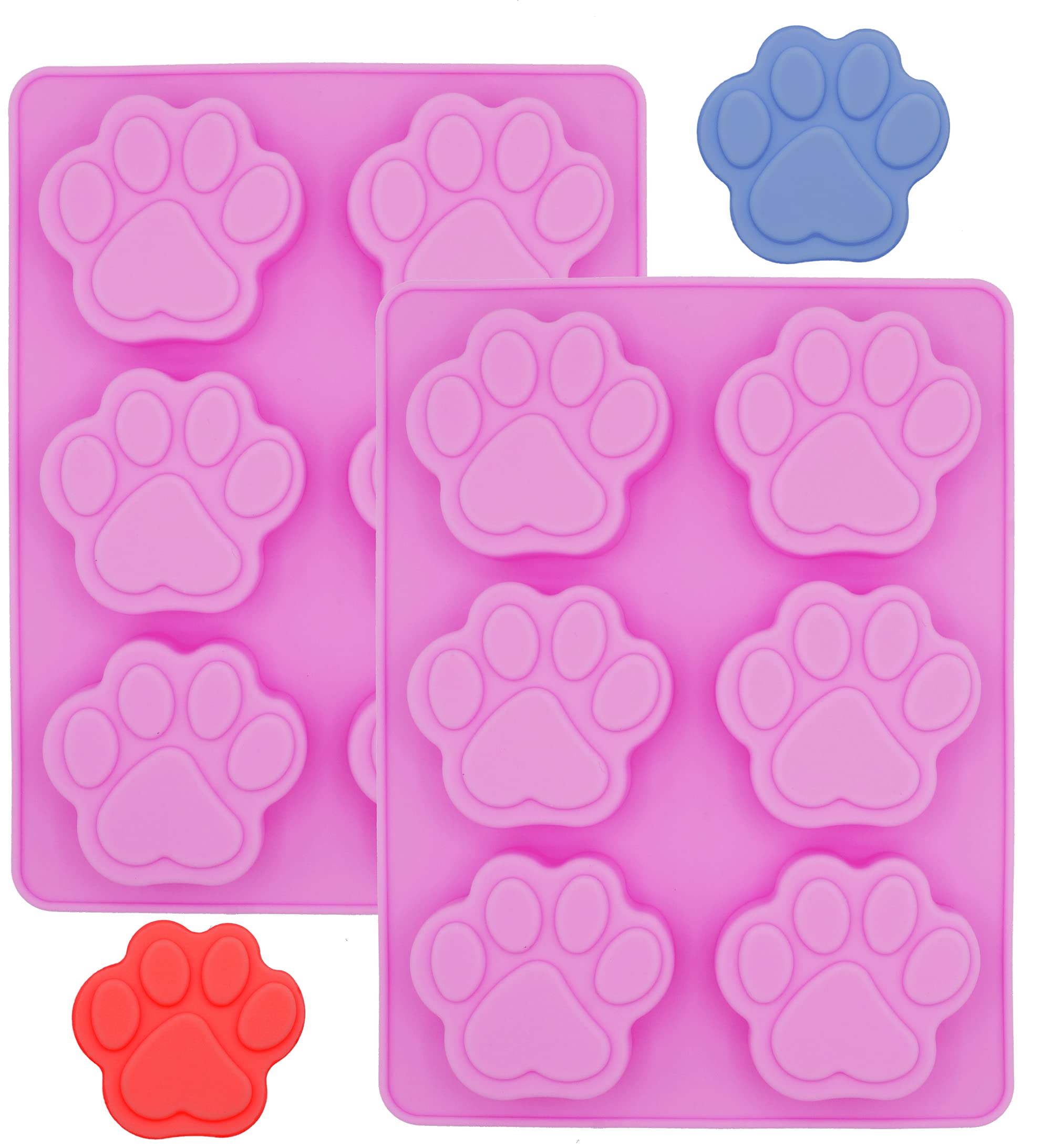 2 Pack Dog Homemade Treat Mold, Puppy Dog Paw Shaped, Reusable Silicone Molds, Easy To Clean, Suitable For Microwave Oven, Refri
