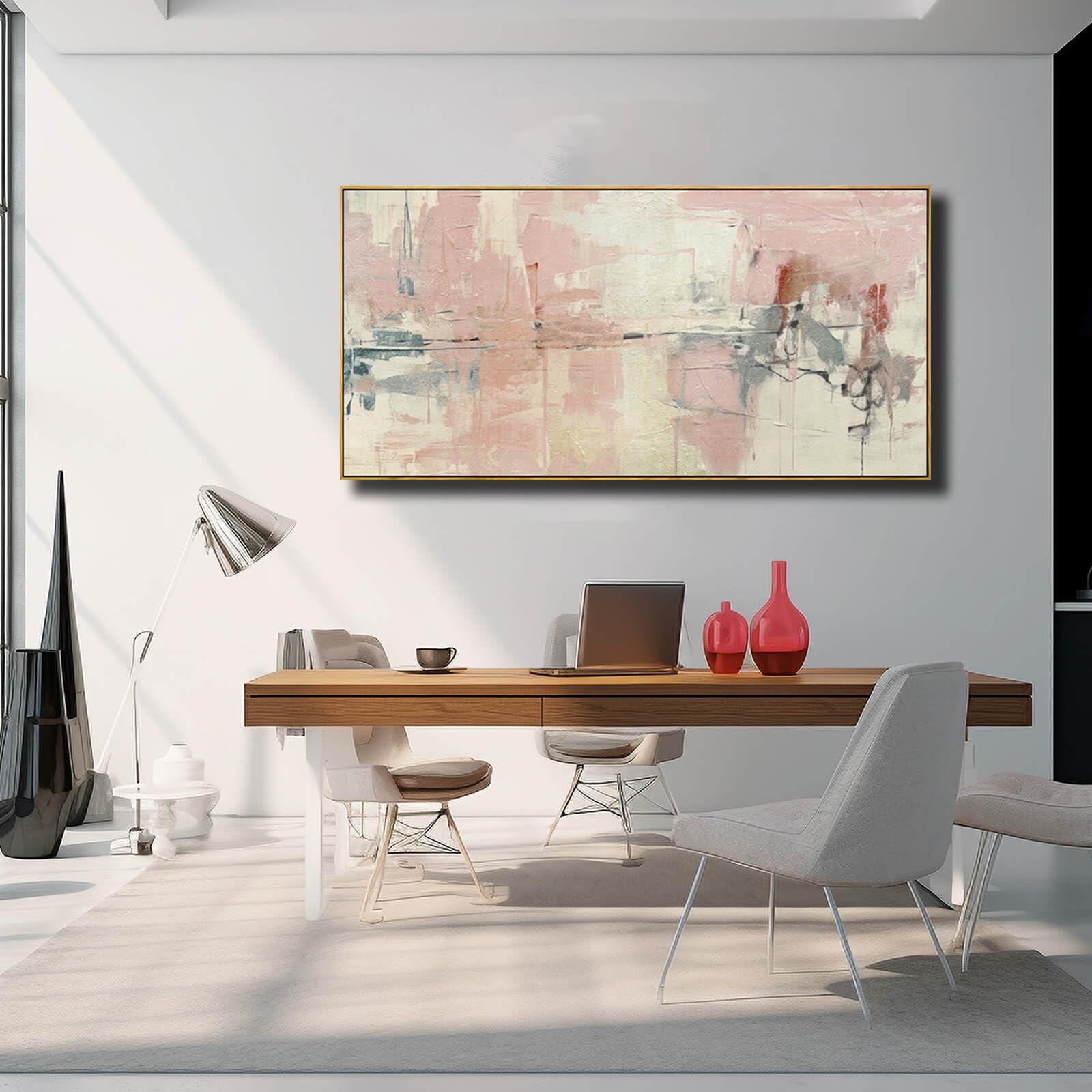 Pink Bedroom Canvas Wall Art Abstract Pink Wall Decor Pictures Artwork Framed Art Beige Wall Decorations Photo Pictures For Livi