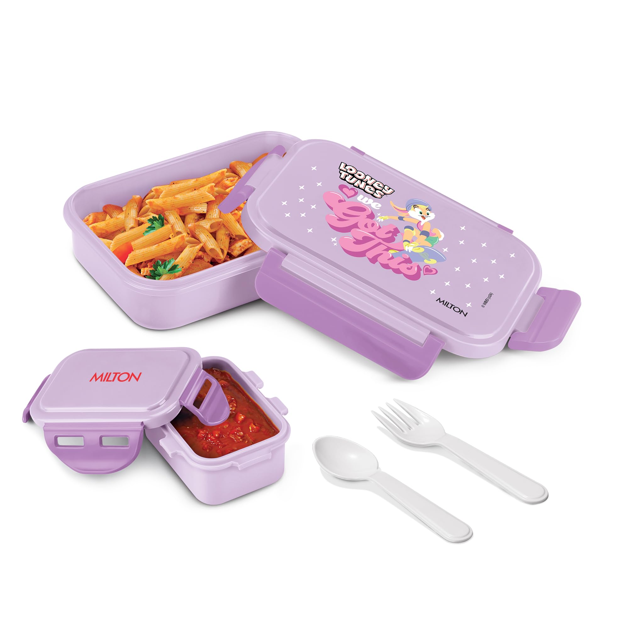 Milton Candy Tiffin (Looney Tunes) Lunch Box For Kids Boys & Girls With LeakProof Inner Container| Food Grade,Bpa Free,Compact 