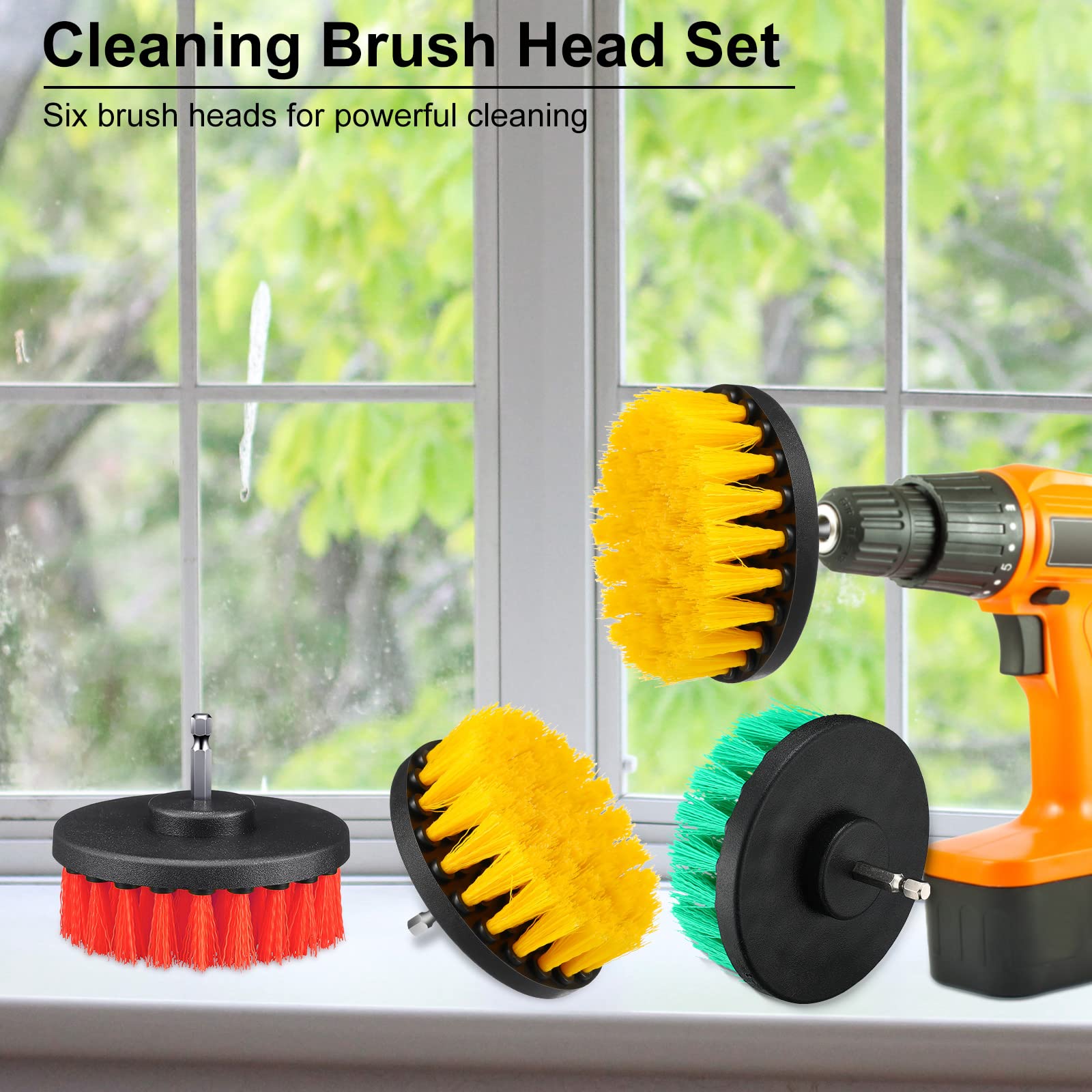 6 Pcs Drill Brush Attachment Power Scrubber Cleaning Kit Multi Purpose Drill Brush Set Drill Scrubber Brush Kit Cleaning Brushes