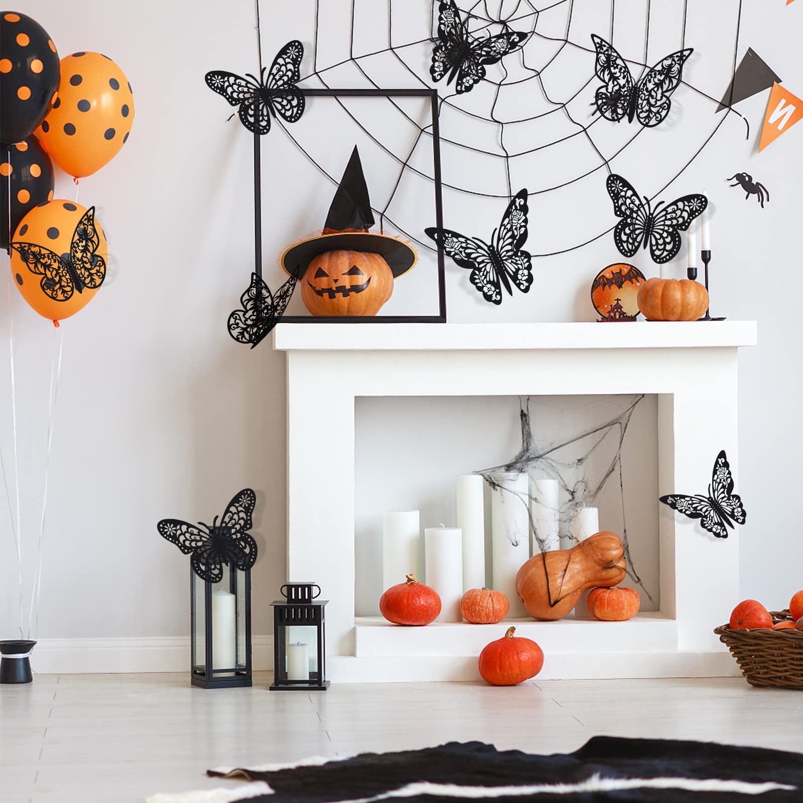 Insuwood 72 Pcs 3D Butterfly Wall Decor Stickers, 3 Styles 3 Sizes Black Butterfly Decorations For Butterfly Party Birthday Cake