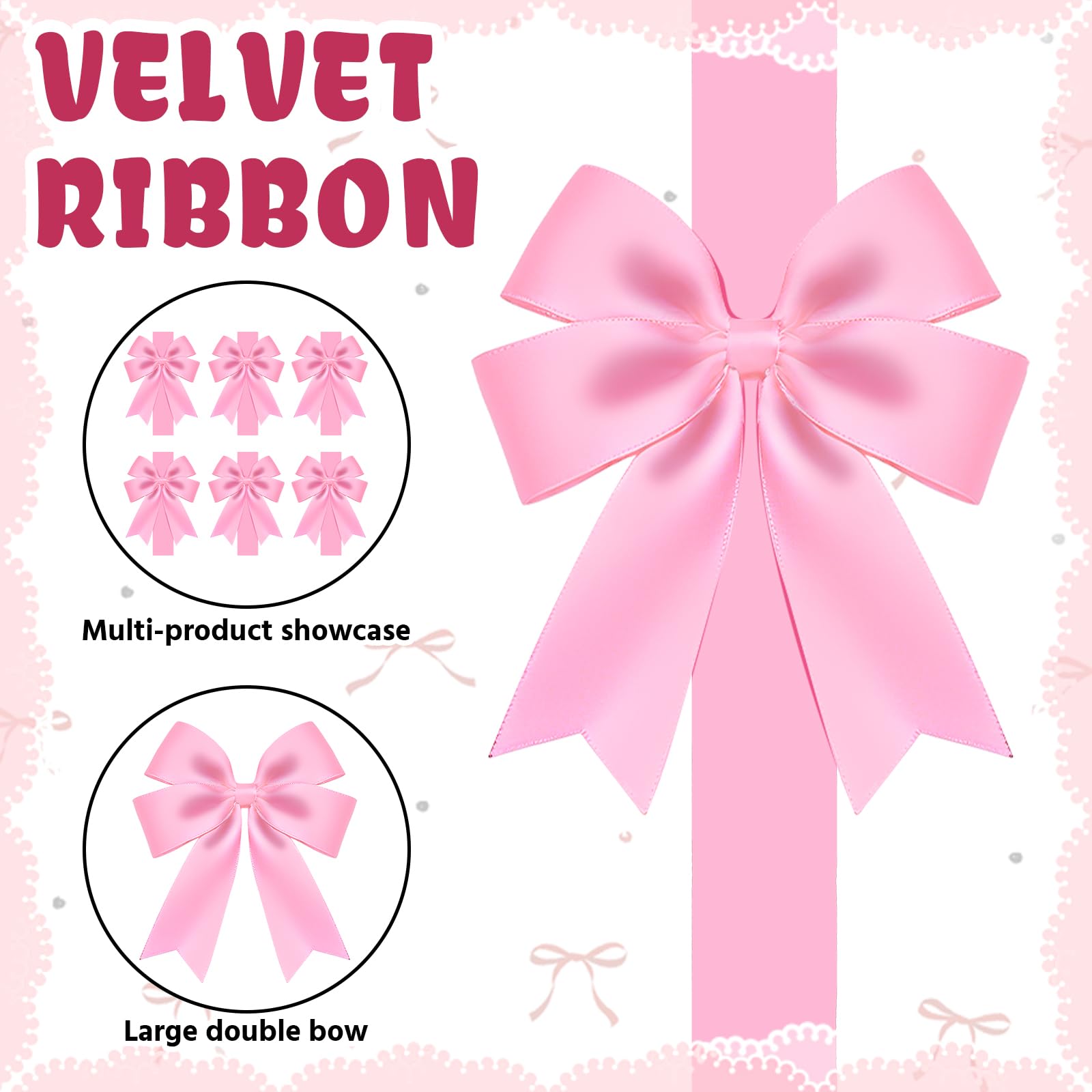 WILLBOND 6 Pieces Pink Christmas Cabinet Ribbons Bows Large Pink Bow Christmas Door Kitchen Cabinet Ribbon Bows Locker for Xmas