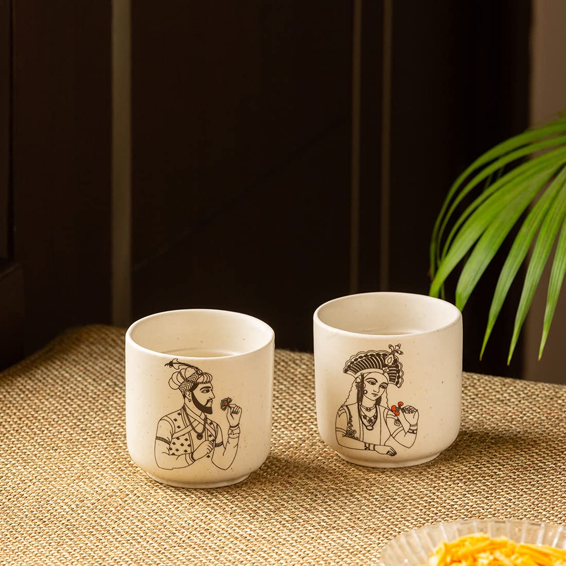 ExclusiveLane DaawateTaj Handcrafted Ceramic Kullad Set of 2 (200 ml, Microwave Safe, Dishwasher Safe)  Ceramic Tea Cup Cha