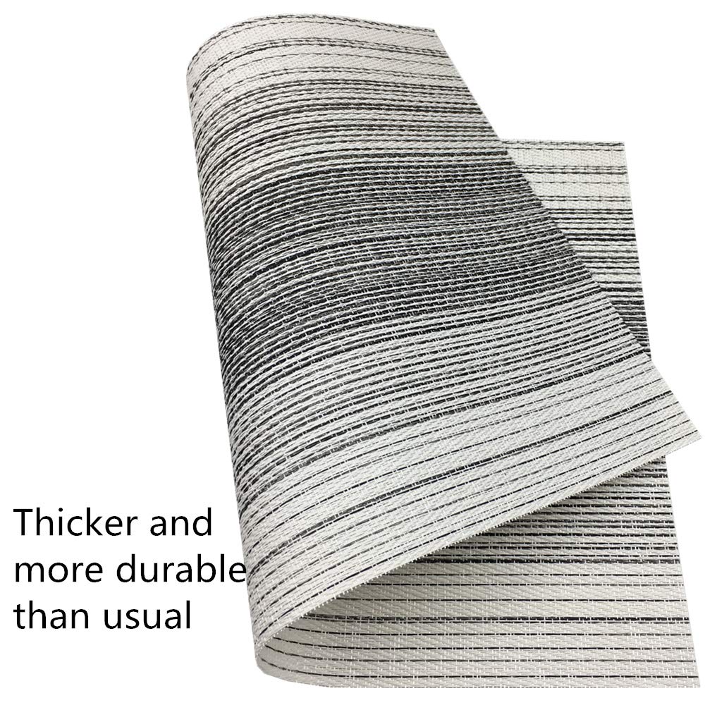 Placemat,Blending Color Durable Woven Vinyl Placemat Washable Heat-Resistant Anti-Skid Kitchen Dining Table Mats (Set Of 6, Blac