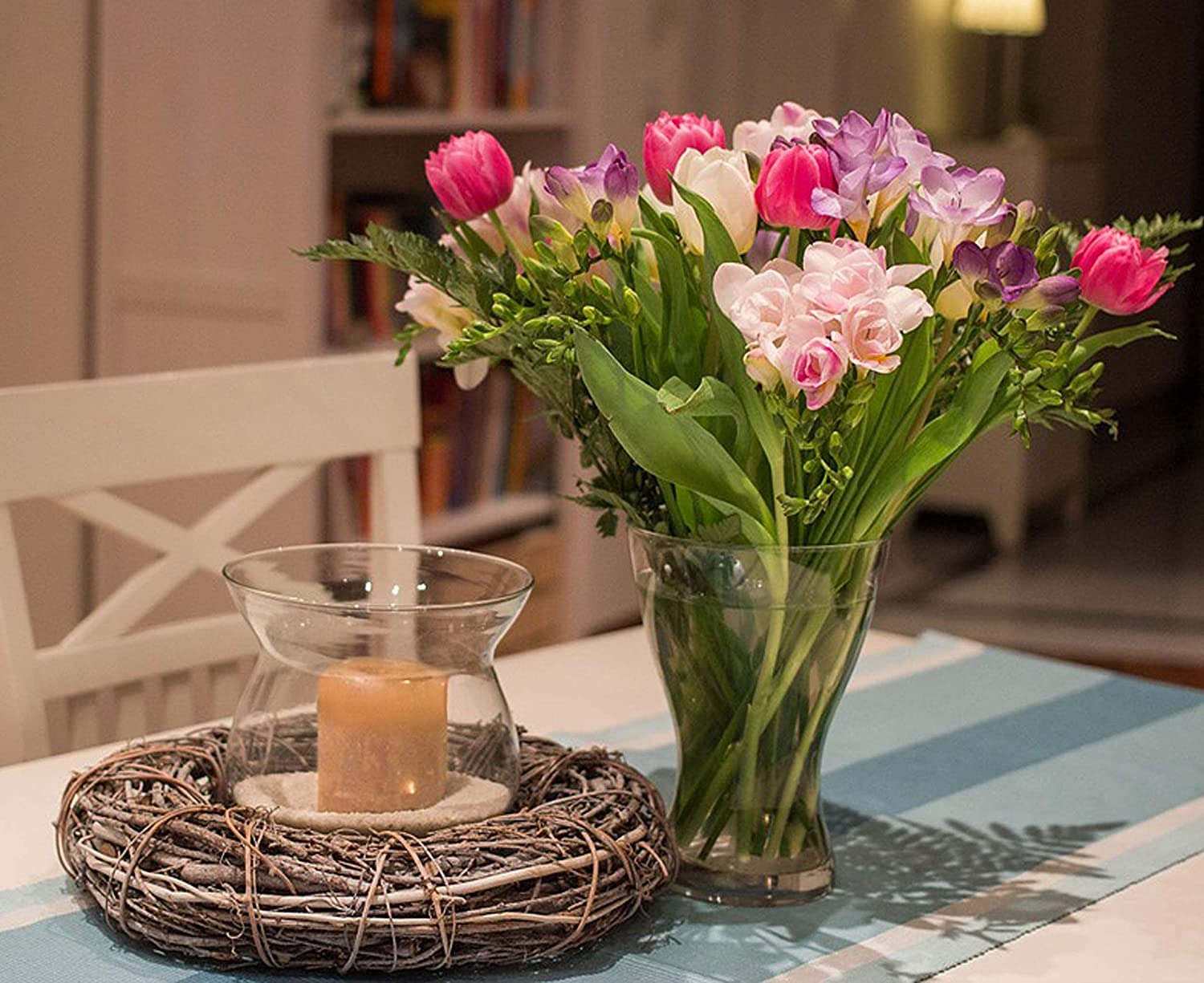 MOWIN Votive Candles Unscented Smokeless Wax Candles Set of 6 Votive Glass Candle Home Decor Small Candle 8-9 Hour (Yellow Votiv