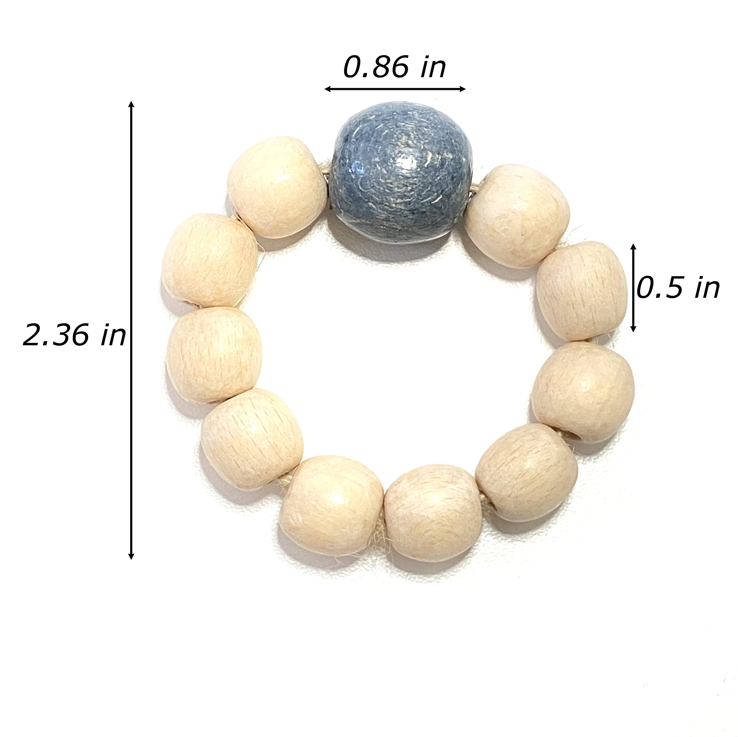 Napkin Rings Set Of 6 - Wooden Beads Napkin Rings | Rustic Wooden Napkin Ring Holder For Table Decoration | Handmade Lebejua Nap