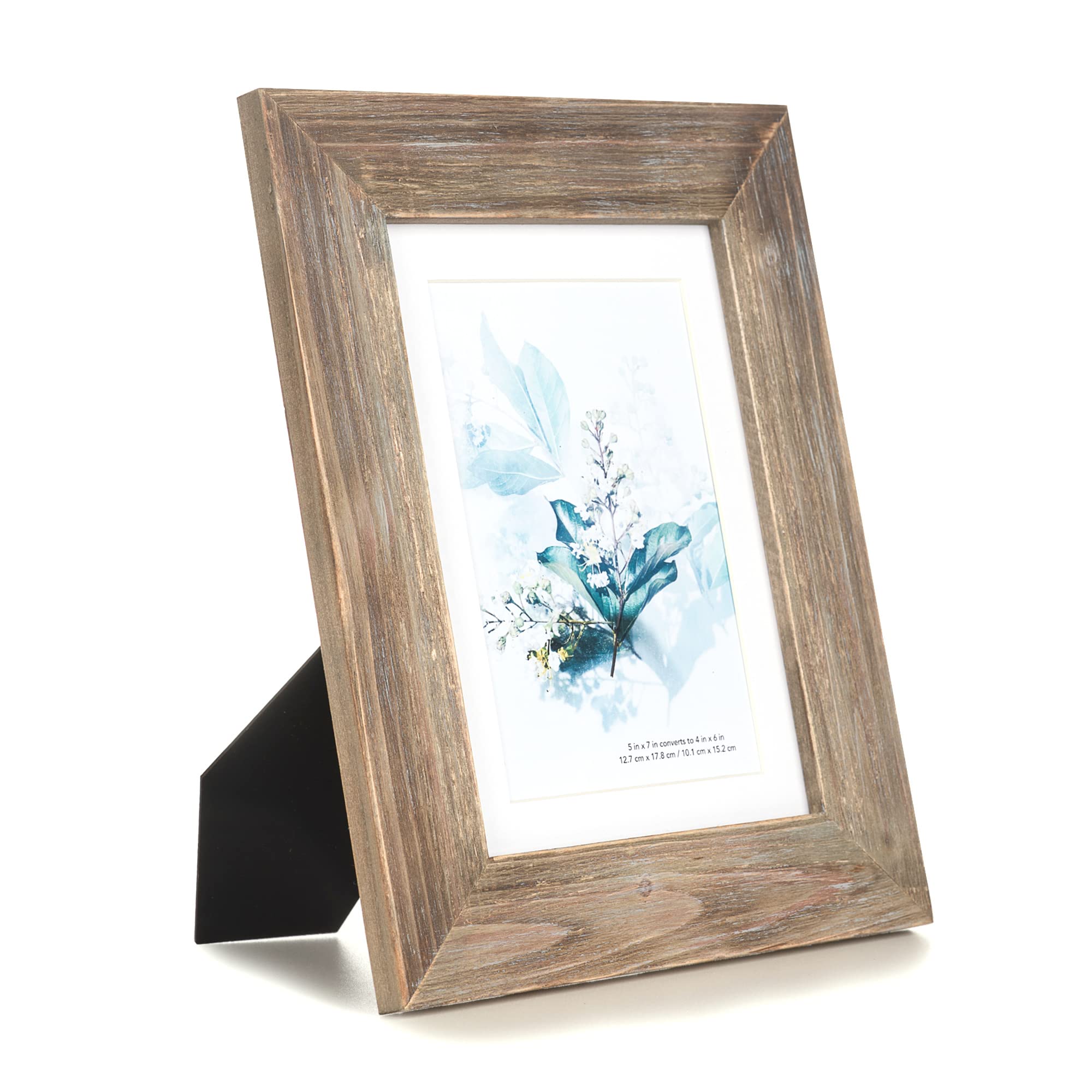 Kaiwin 100% Solid Wood White 5X7 Picture Frame 1 Pack - Display Picture 4X6 With Mat, Rustic Wooden Photo Frames For Table Top A