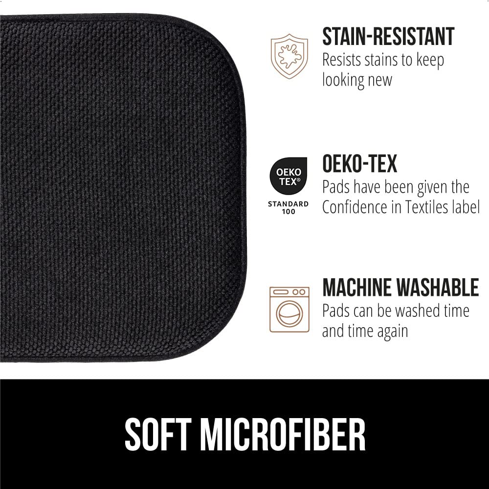 Gorilla Grip Memory Foam Chair Cushions, Set of 6, 16x16, Black, Comfortable Microfiber Pads for Dining & Office Chairs