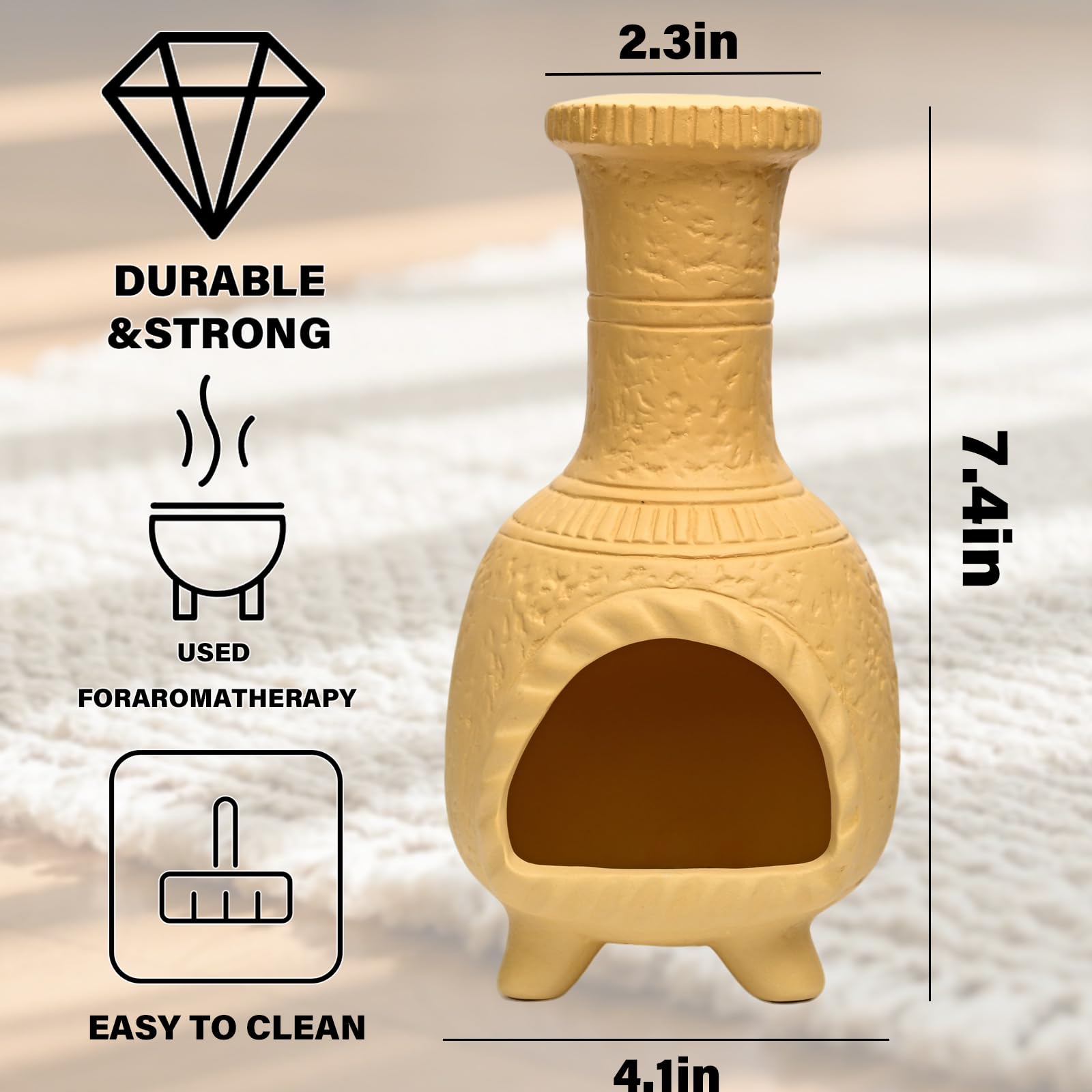 MOUGIGI Handcrafted Terracotta Palo Santo Burner - Mexican Style Chiminea Clay Incense Dish & Anxiety Relief, Mini Aromatic Home