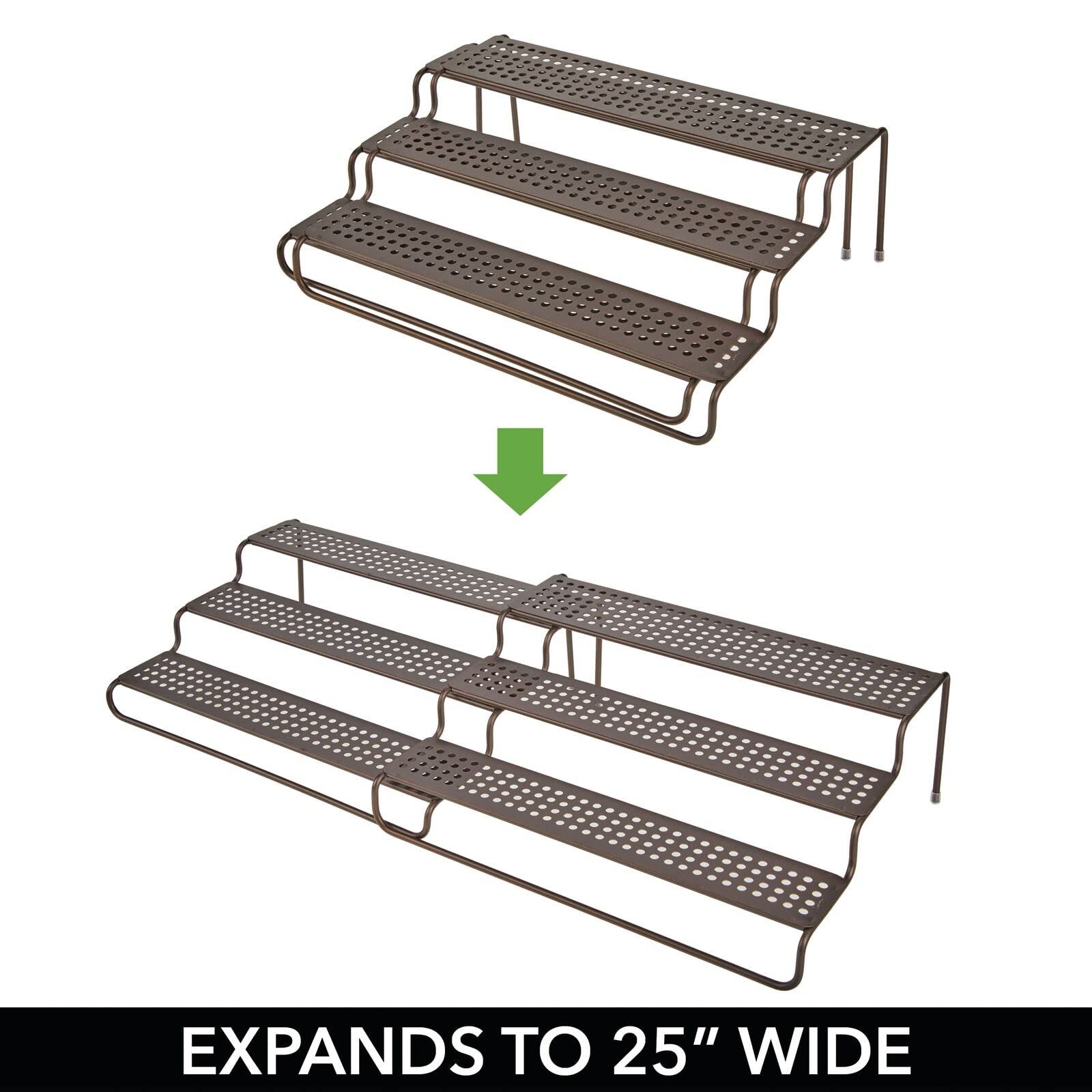 Mdesign Adjustable, Expandable Metal Wire Kitchen Spice Rack - Storage Organizer Holder For Cabinet, Cupboard, Pantry, Or Counte