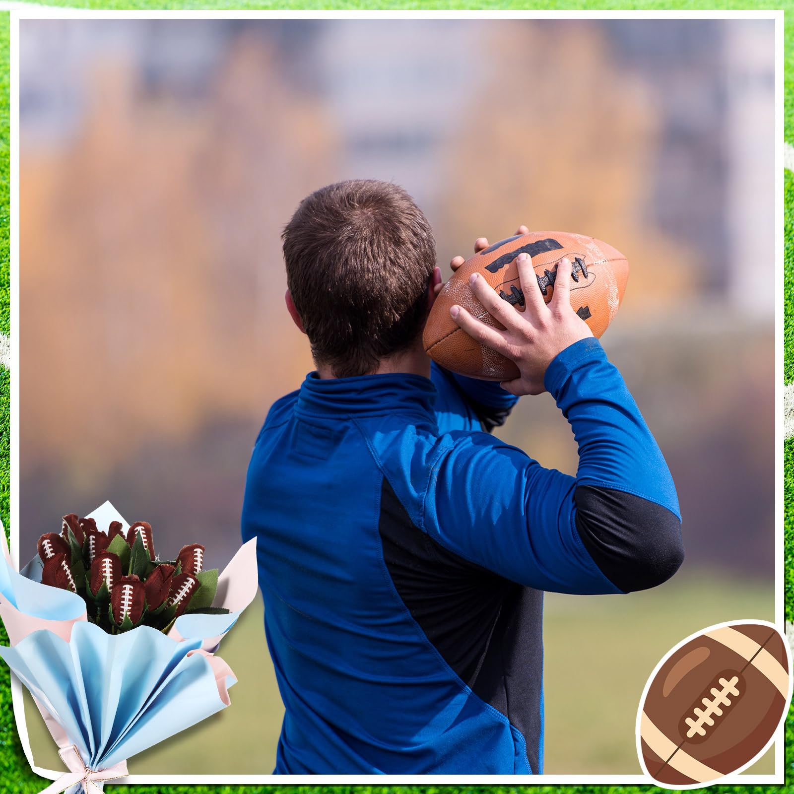 Suhine 6 Pcs Baseball Football Soccer Volleyball Rose Bulk Artificial Sports Flower Decor for Graduation Wedding Party Sports Th