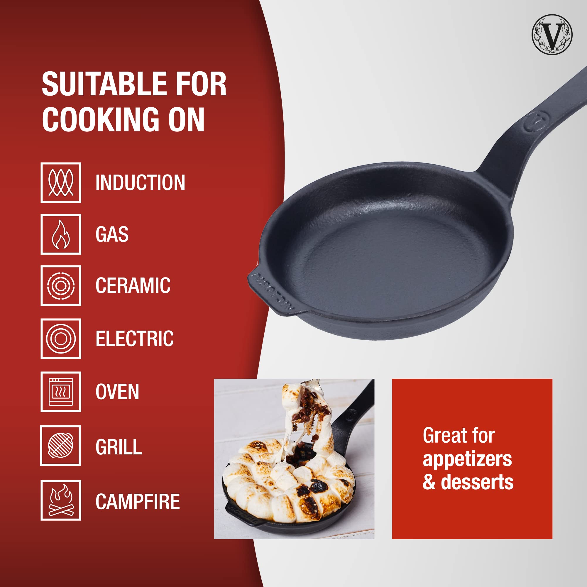 Victoria 4-Inch Cast Iron Skillet, Pre-Seasoned Cast Iron Frying Pan With Long Handle, Made In Colombia