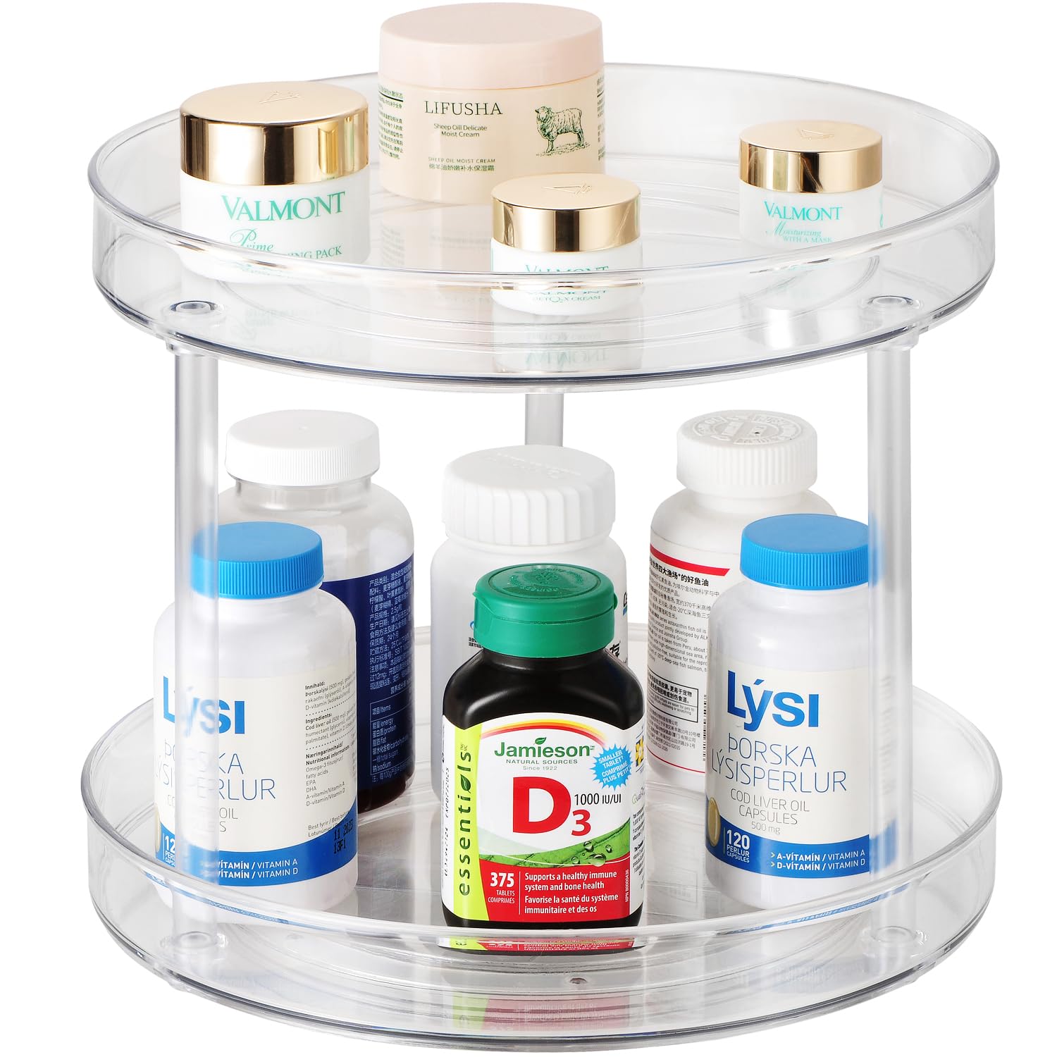 Amolliar 2 Tier 11'' Lazy Susan, Rotating Turntable Organizer For Cabinet, Kitchen, Fridge, Countertop, Bathroom, Pantry Organiz