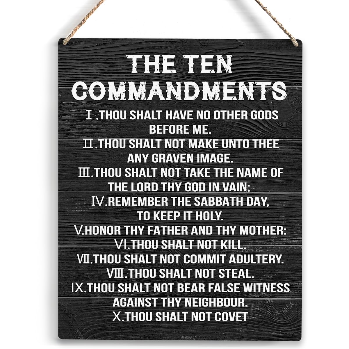 YCYD Ten Commandments Decor, Christian Bible Verse Decor - Rustic Wooden Box Sign for Living Room, Bedroom, Office - 10 x 8 Inch