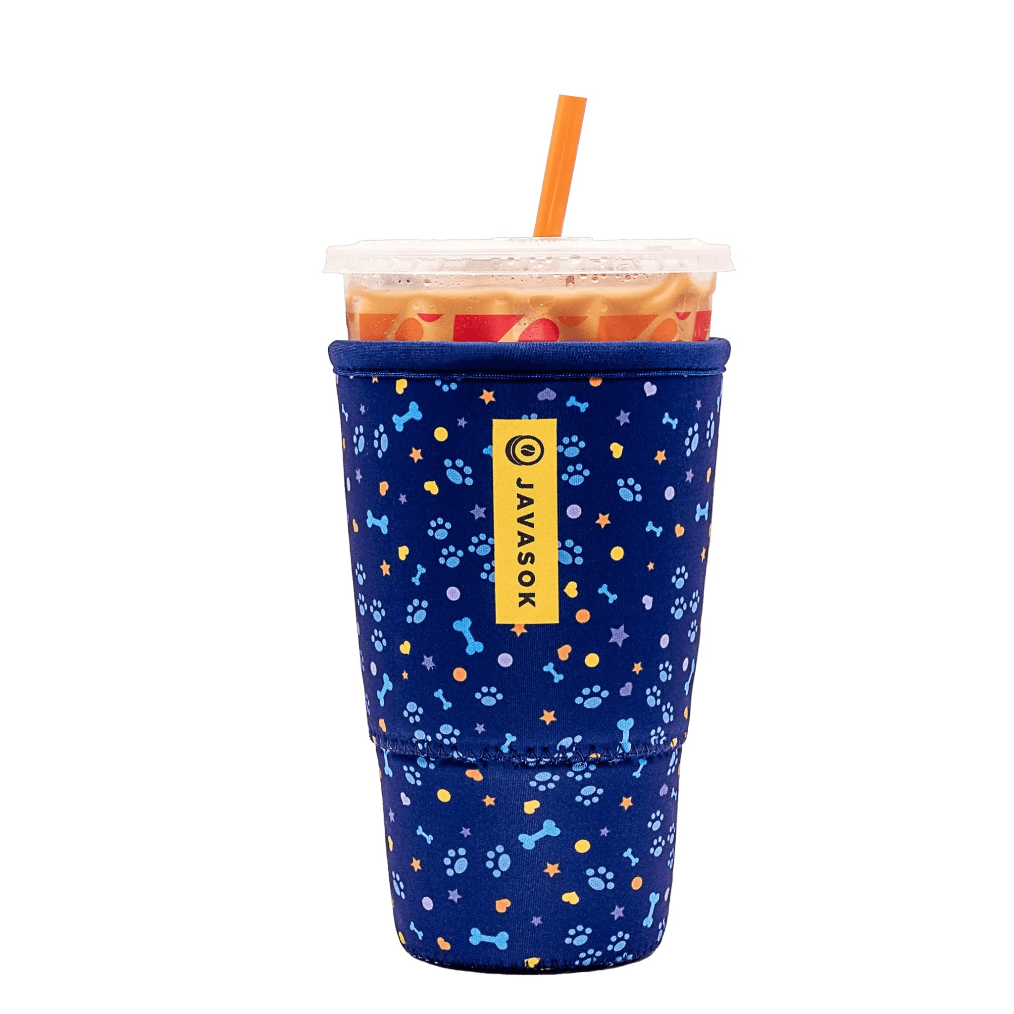 Sok It Java Sok Iced Coffee & Cold Soda Insulated Neoprene Cup Sleeve (Paws And Bones, Large: 30-32Oz)