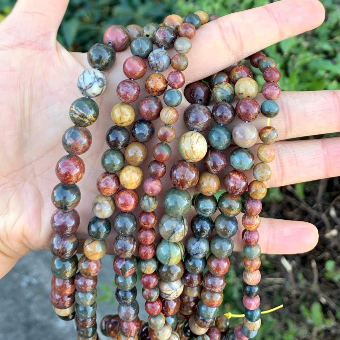 1 Strand Adabele Natural Picasso Jasper Healing Gemstone 8Mm (031 Inch) Round Loose Stone Beads (44-47Pcs) For Jewelry Craft Mak