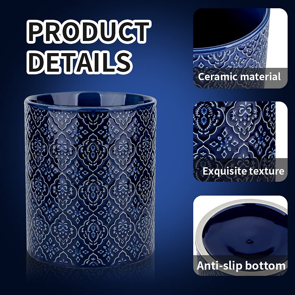 Koov Kitchen Utensil Holder, Large Utensil Holders For Countertop, 6 X 7 Inches Ceramic Utensil Crock, Deep And Stable, Cooking